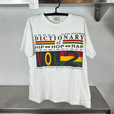 90s Cross Colours Hip Hop Rap Dictionary Terminology XL single stitch T-shirt