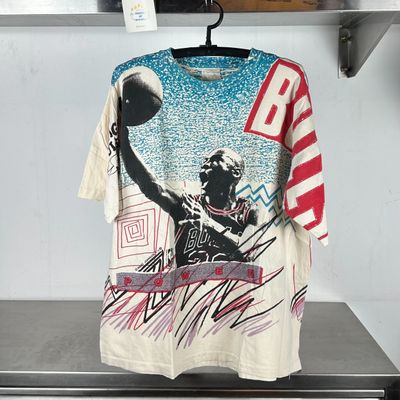 90s Michael Jordan Chicago Bulls AOP NBA single stitch T-shirt
