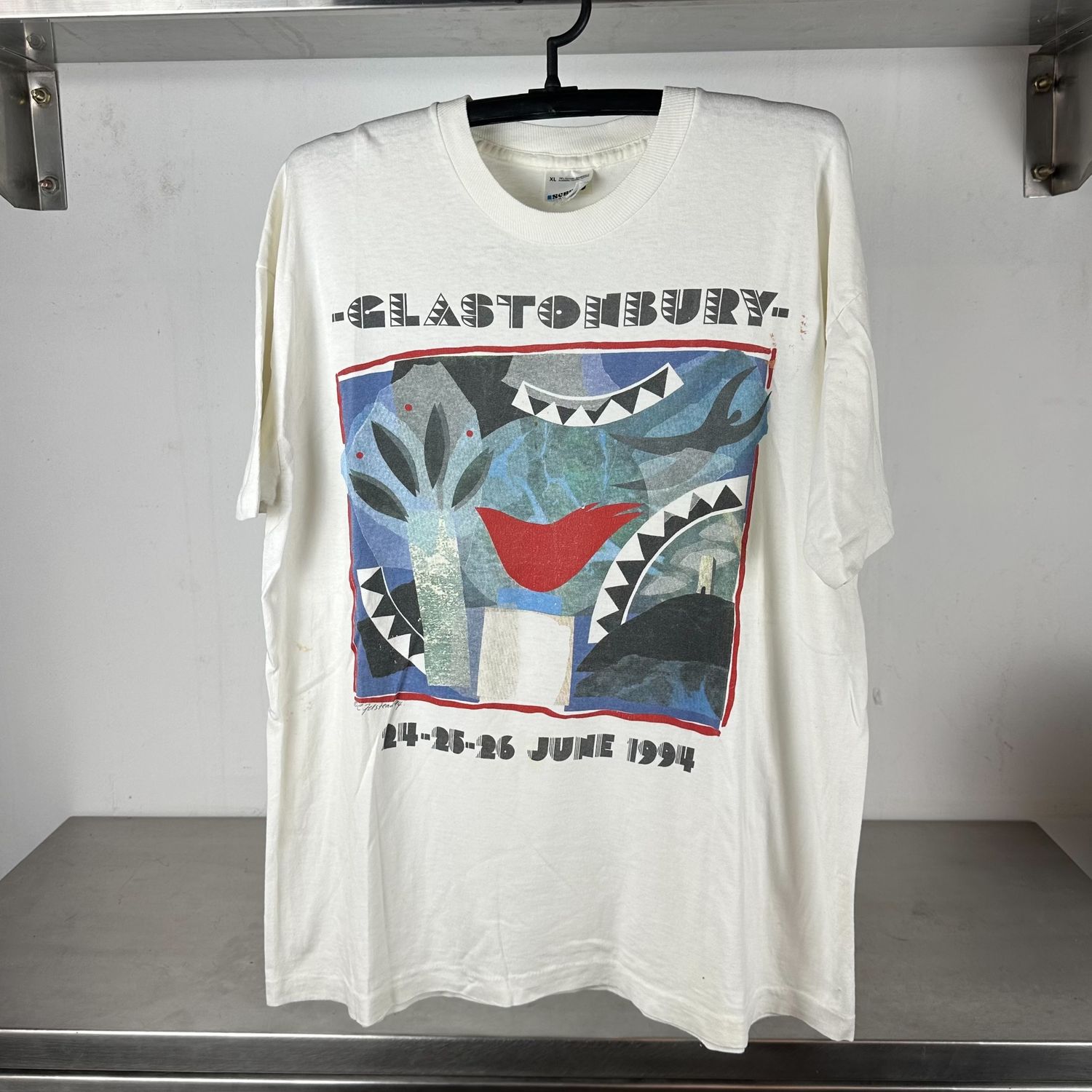 1994 Glastonbury Music Festival Lineup Bjork Radiohead Manic Street Preachers Blur &amp; More Promo single stitch T-shirt