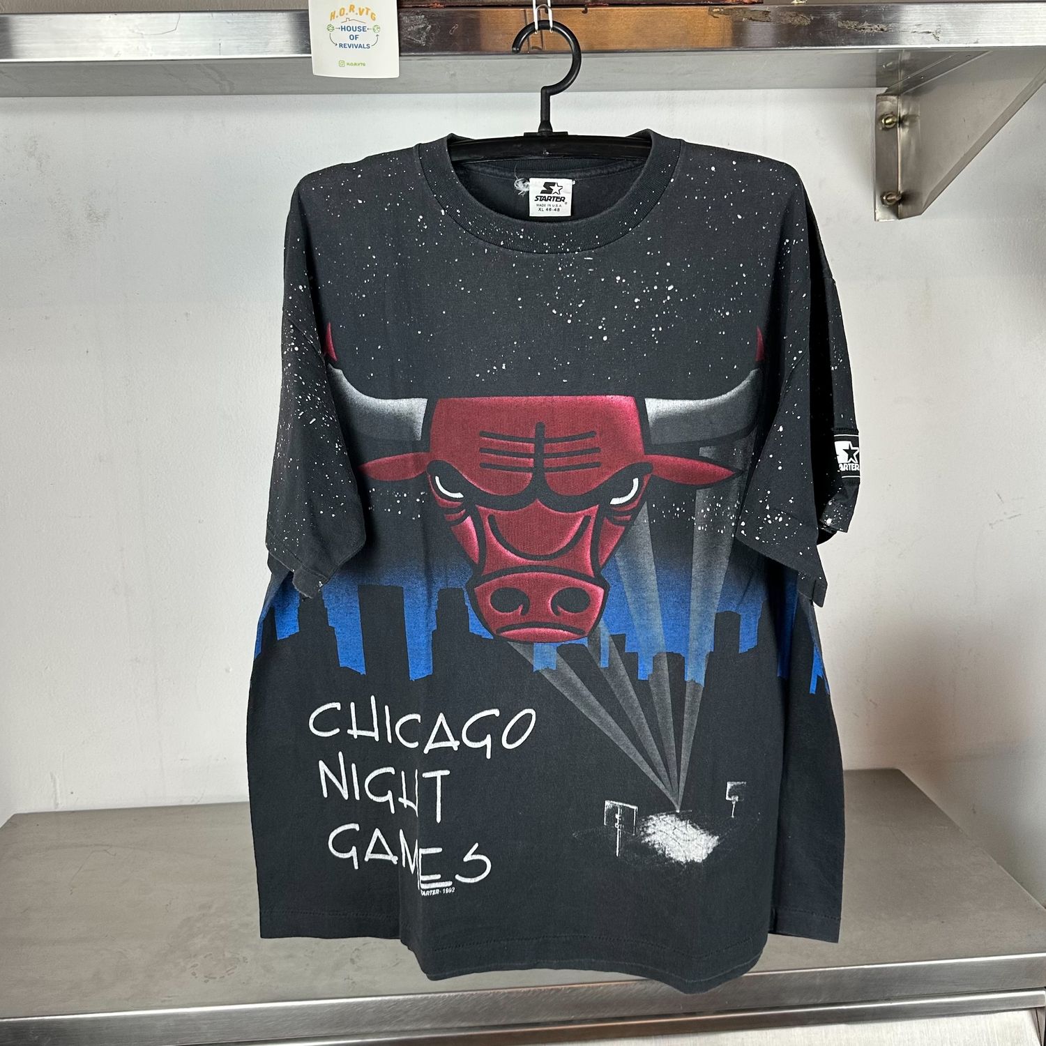 90s Chicago Bulls Night Games AOP NBA single stitch T-shirt