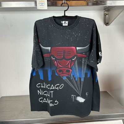 90s Chicago Bulls Night Games AOP NBA single stitch T-shirt