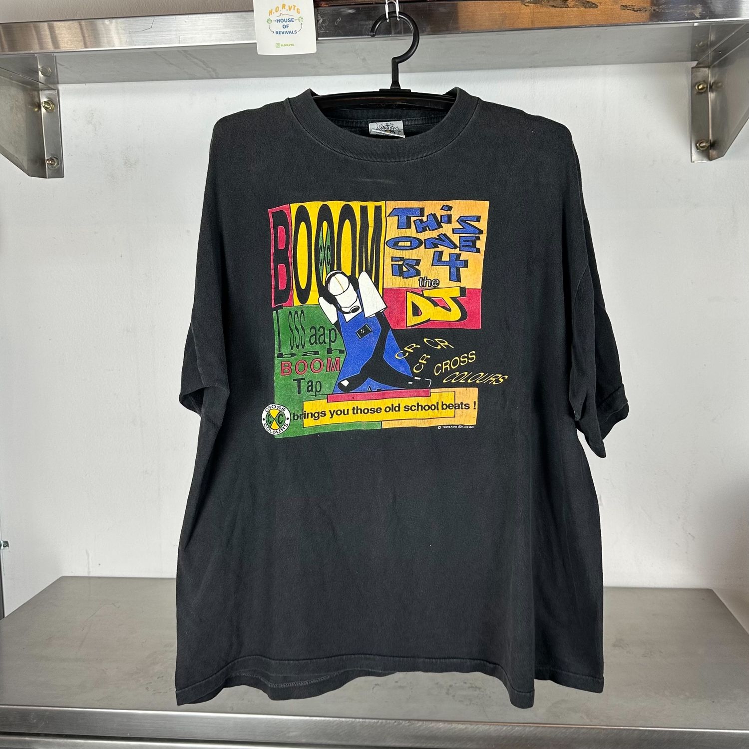 ​Vintage 90s Cross Colours Boom This one is 4 The DJ Hip Hop XL single stitch T-shirt