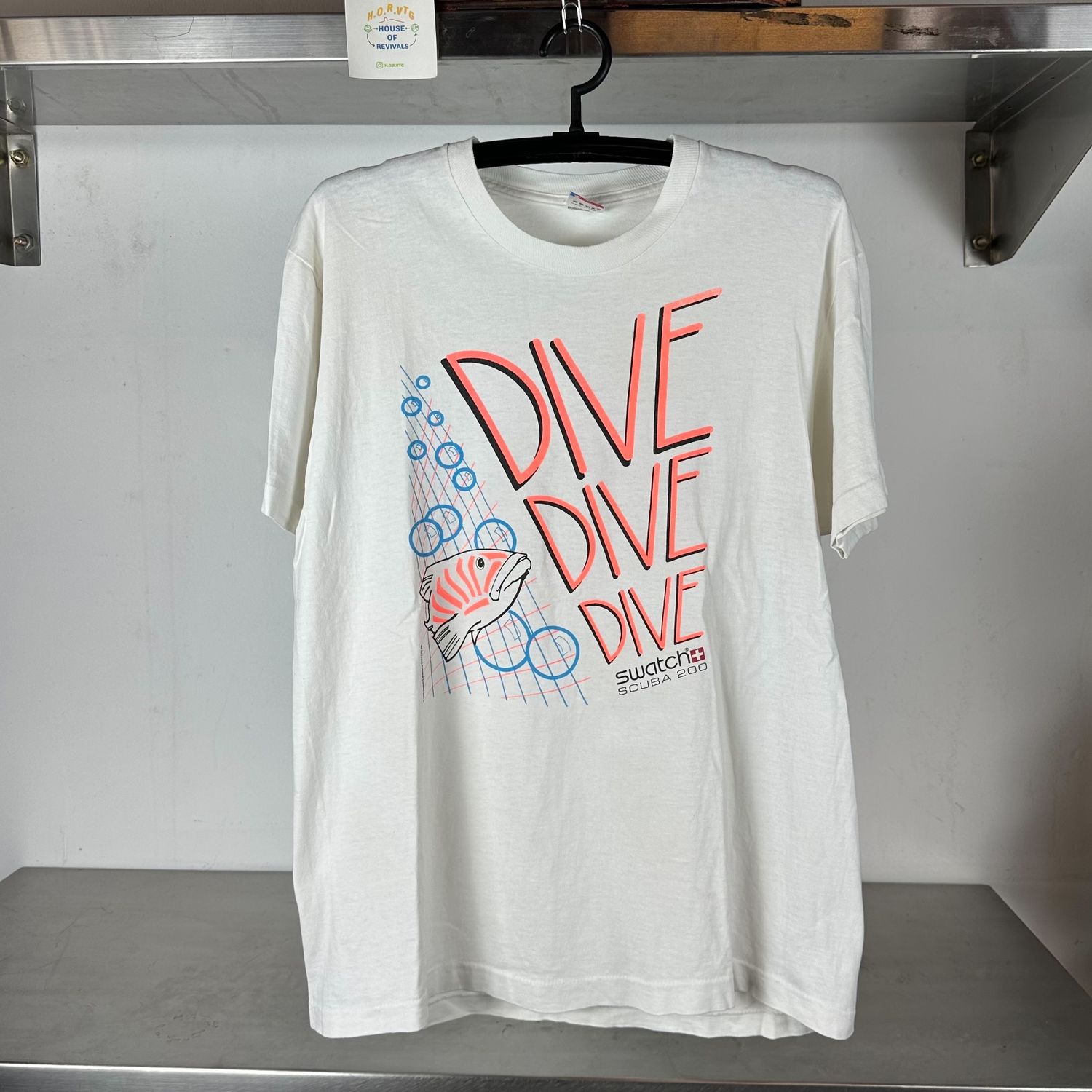 ​Vintage 1990 Swatch Scuba 200 Watch Dive Promo Large single stitch T-shirt