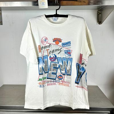 ​Vintage 90s New York! Home Team Knicks Jets Giants Yankees Rangers Mets Islanders Salem Sportswear Wraparound XL single stitch T-shirt