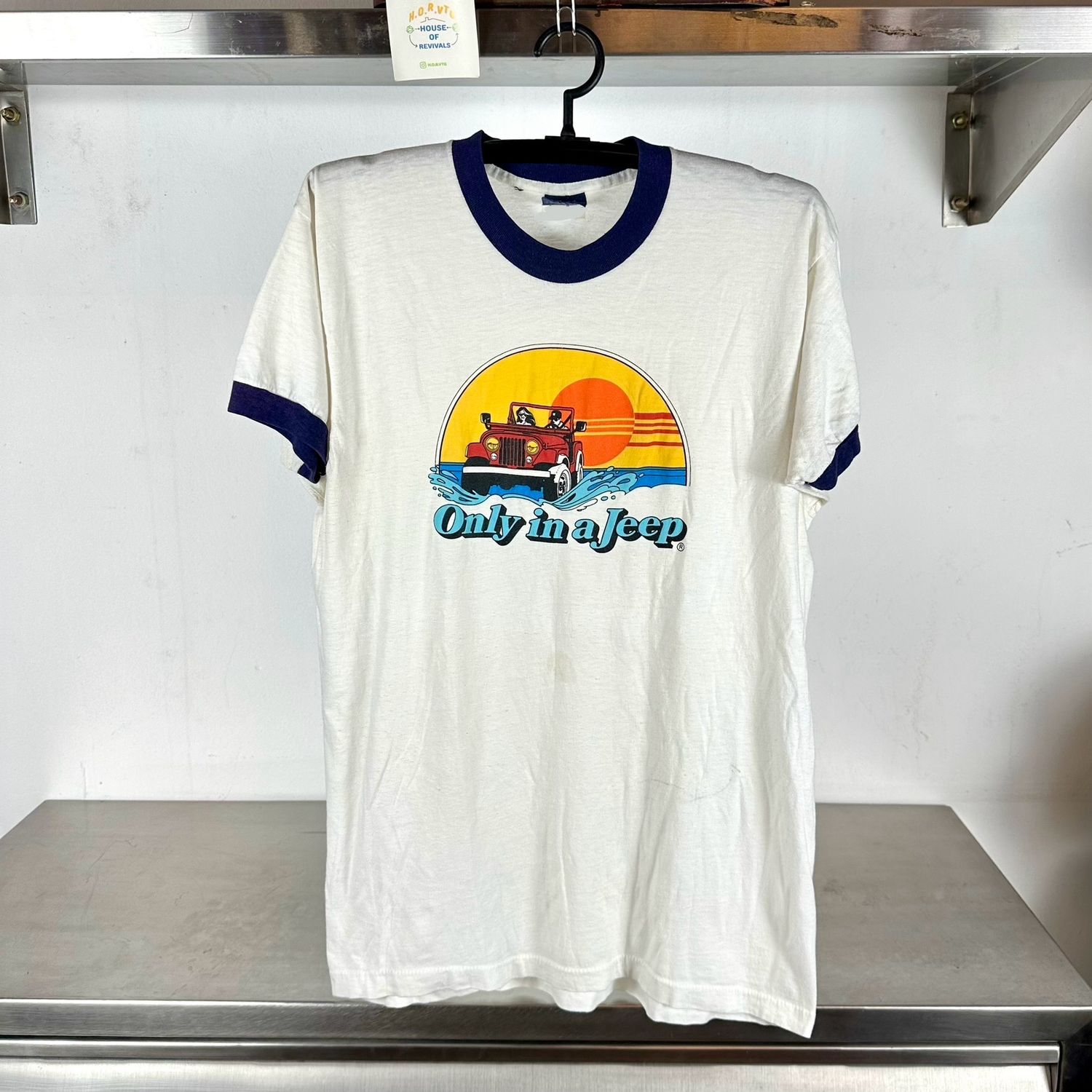 ​Vintage 80s Only in a Jeep Sunset Art Large Promo single stitch T-shirt
