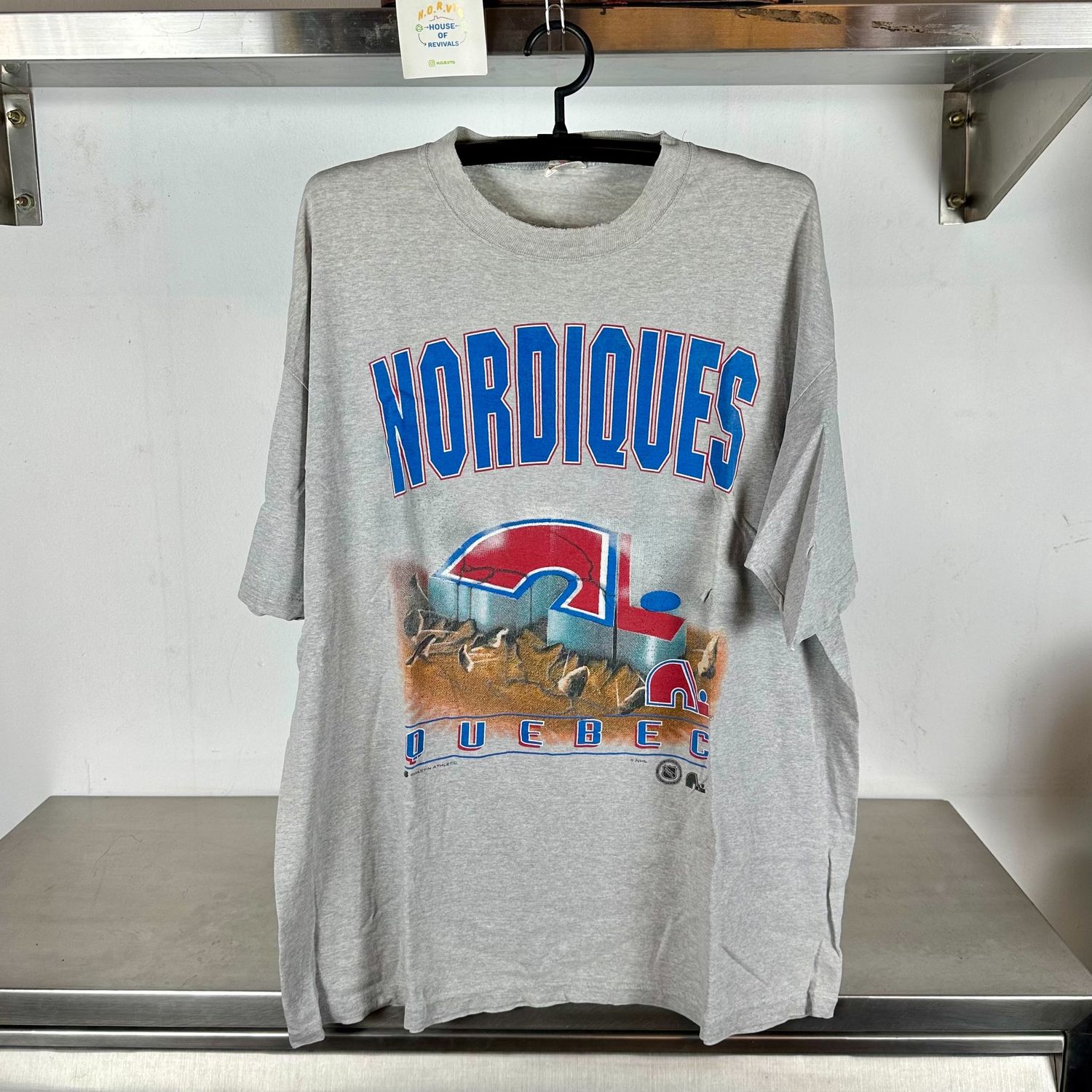 ​Vintage 90s Quebec Nordiques NHL Bulletin Athletic 2XL single stitch T-shirt