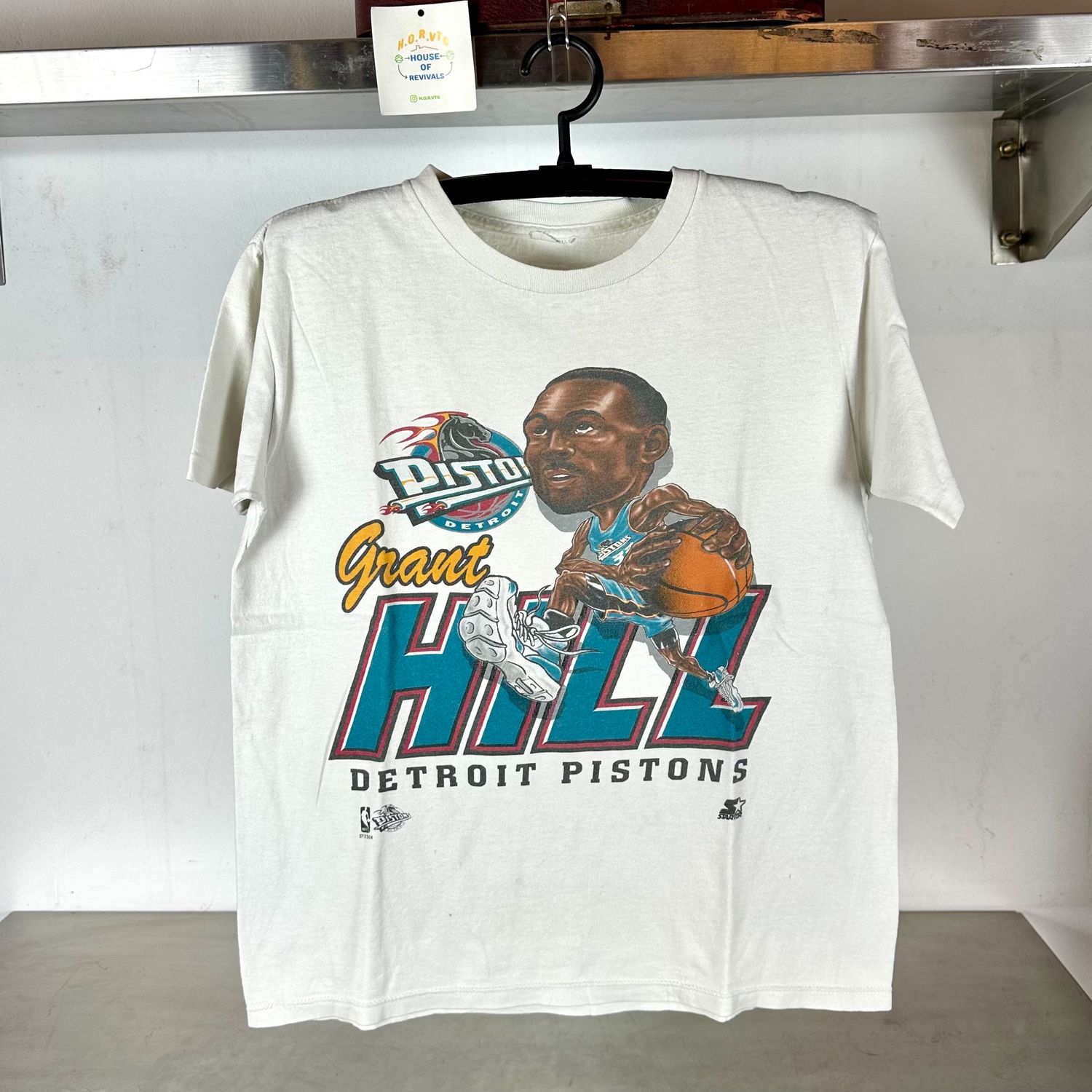 ​Vintage 90s Grant Hill Detroit Pistons NBA Caricature single stitch T-shirt