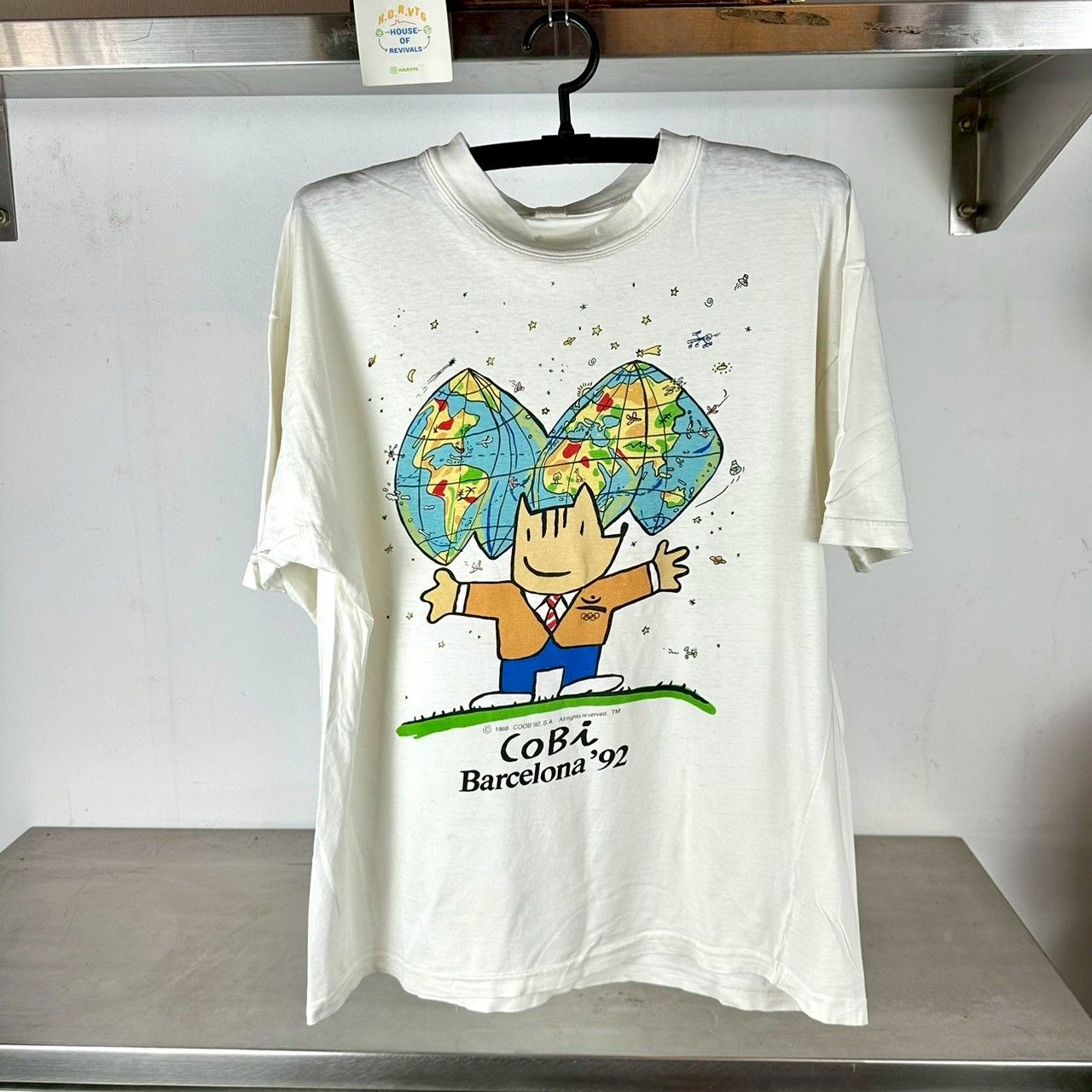 Vintage 1992 Barcelona Olympics Cobi Artwork Promo T-shirt