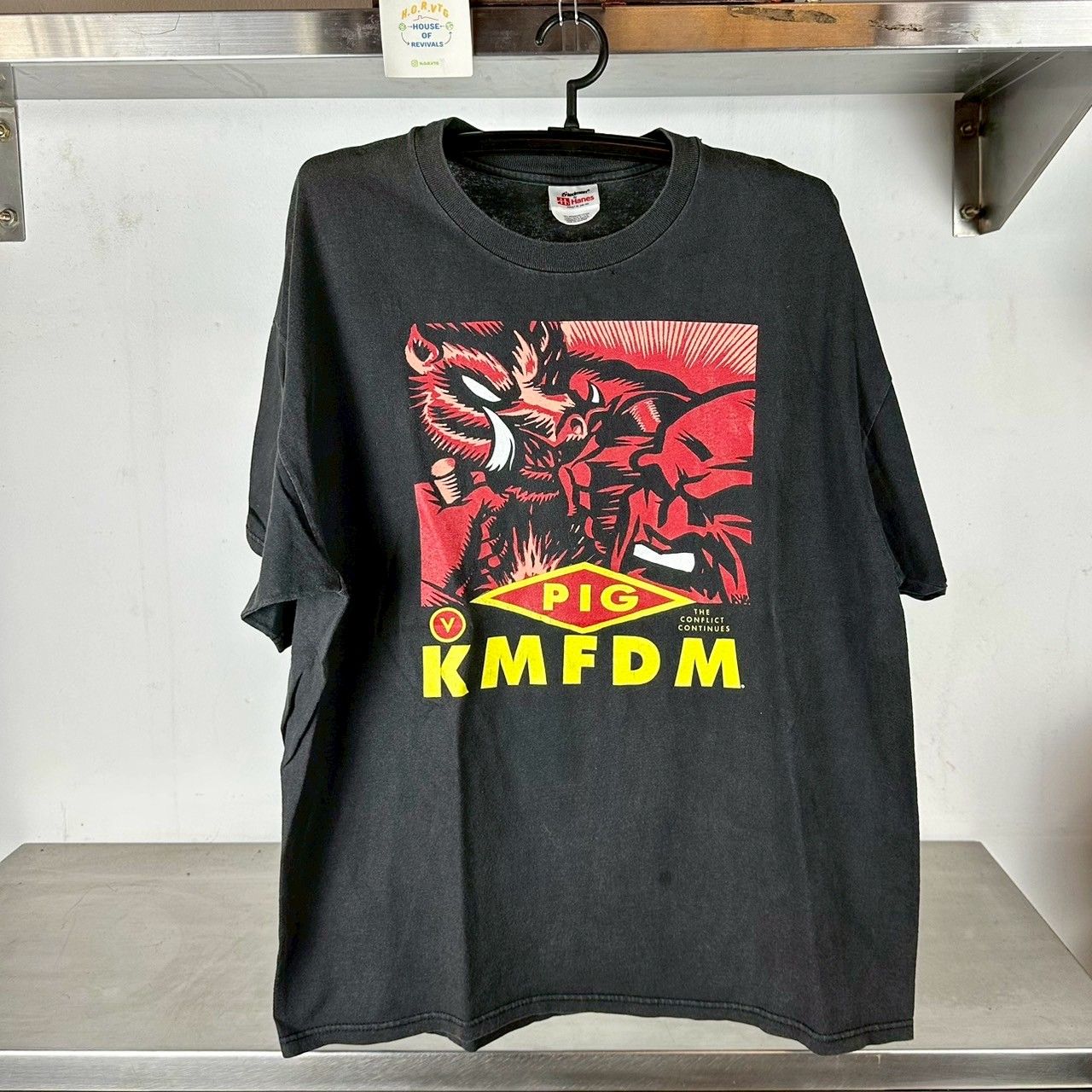 ​Vintage 90s KMFDM Pig Eat Or Be Eaten Rock Band XL T-shirt