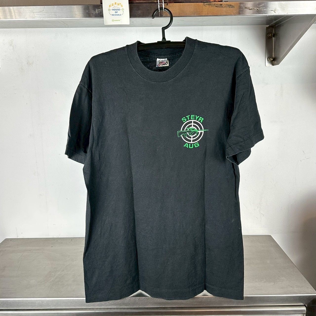 ​Vintage 90s Steyr AUG Assault Rifle Machine Gun Large Single Stitch T-Shirt