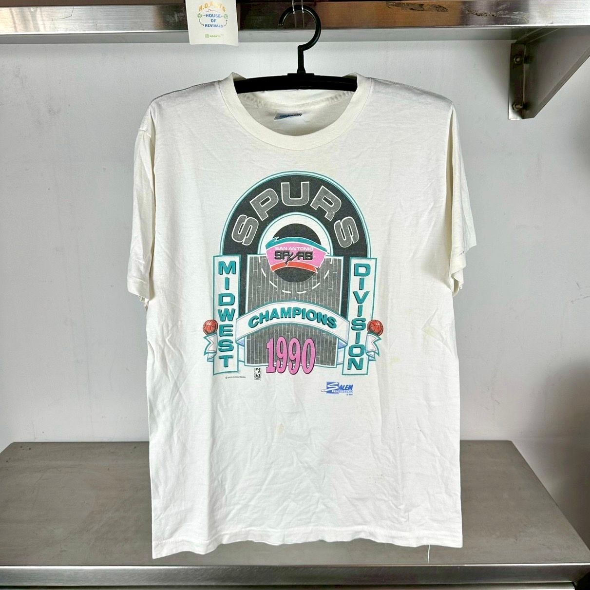​Vintage 1990 San Antonio Spurs NBA Midwest Division Champions Large single stitch T-shirt