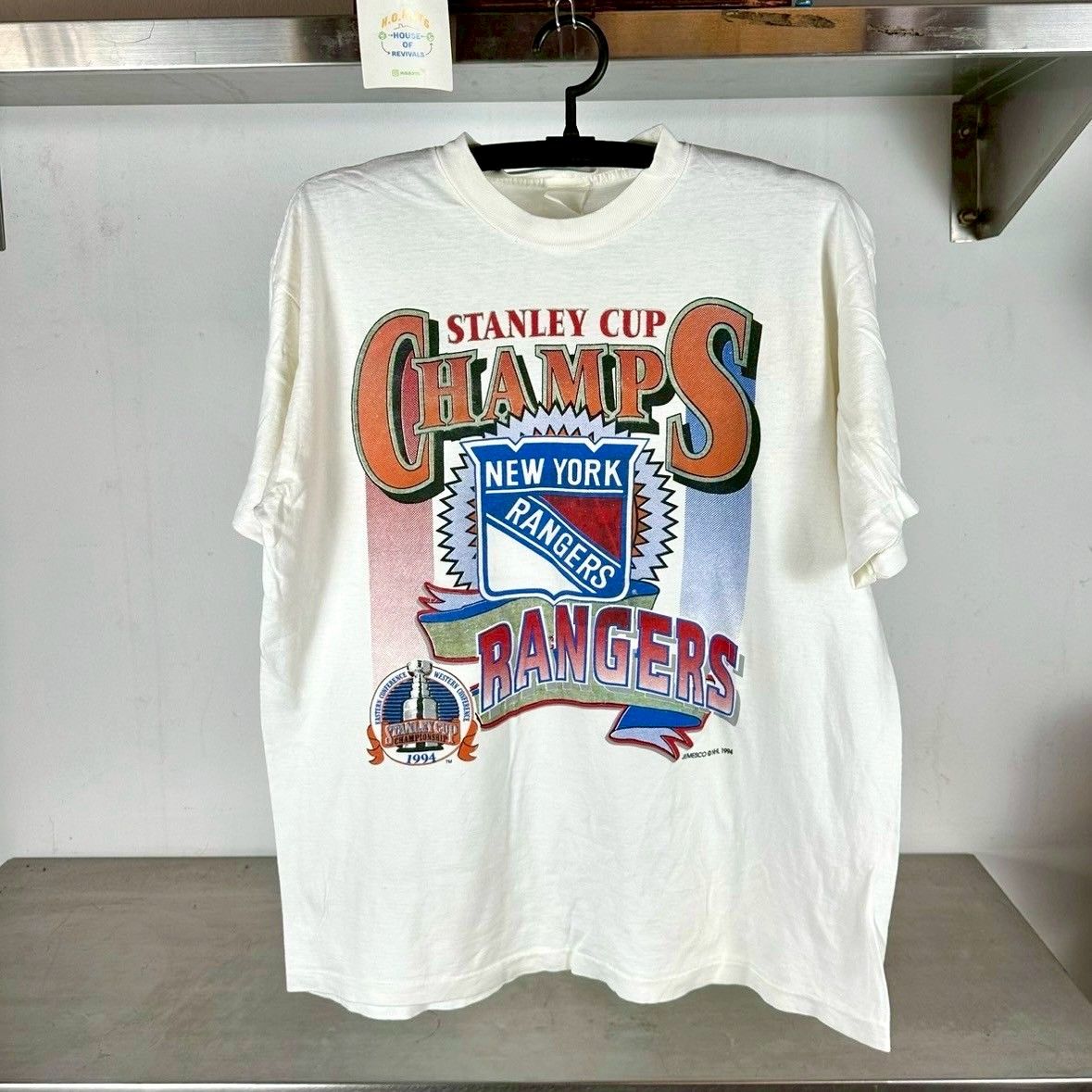 ​Vintage 1994 NY Rangers Stanley Cup Champs NHL Large single stitch T-shirt