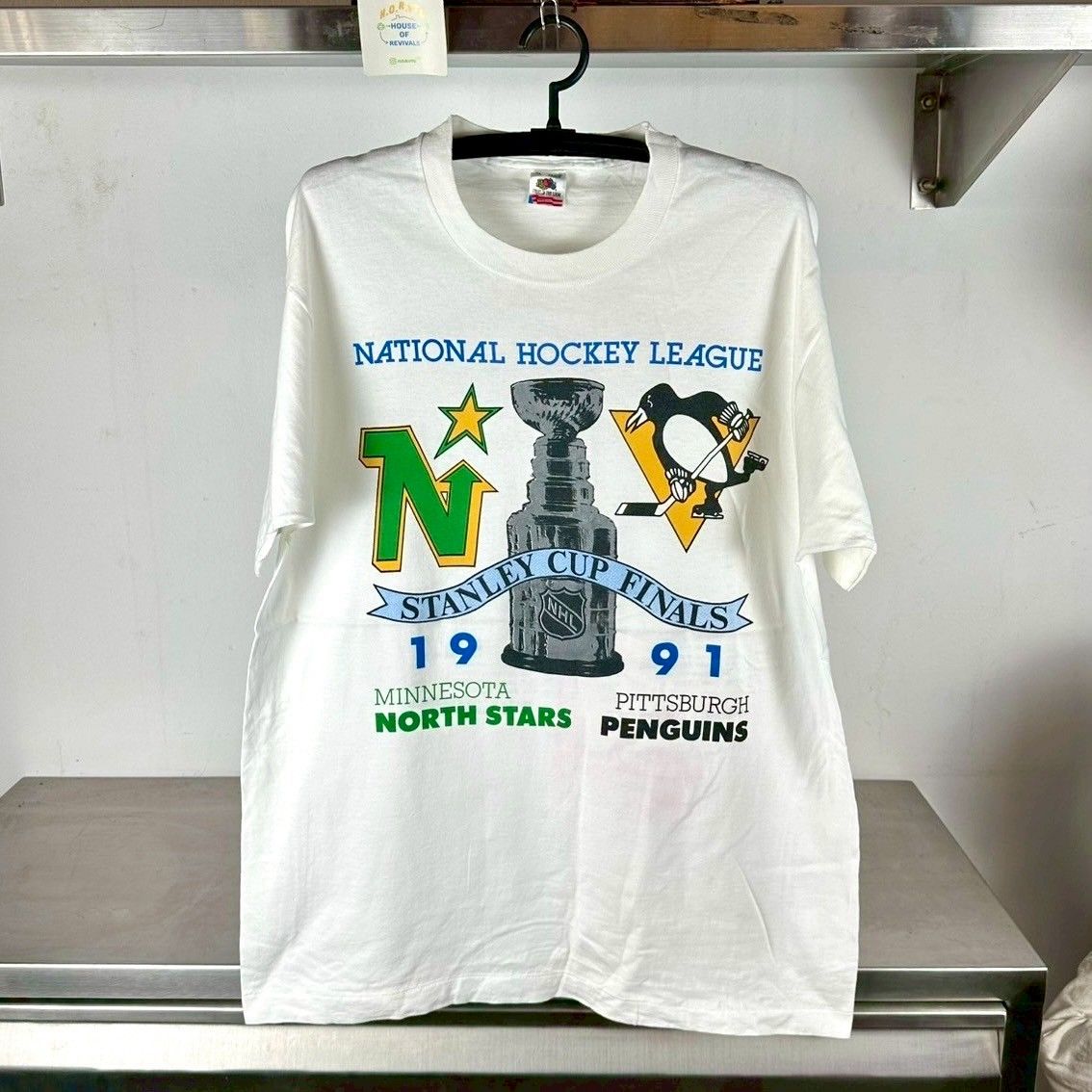 ​Vintage 1991 NHL Stanley Cup Minnesota North Stars VS Pittsburgh Penguins XL single stitch T-shirt