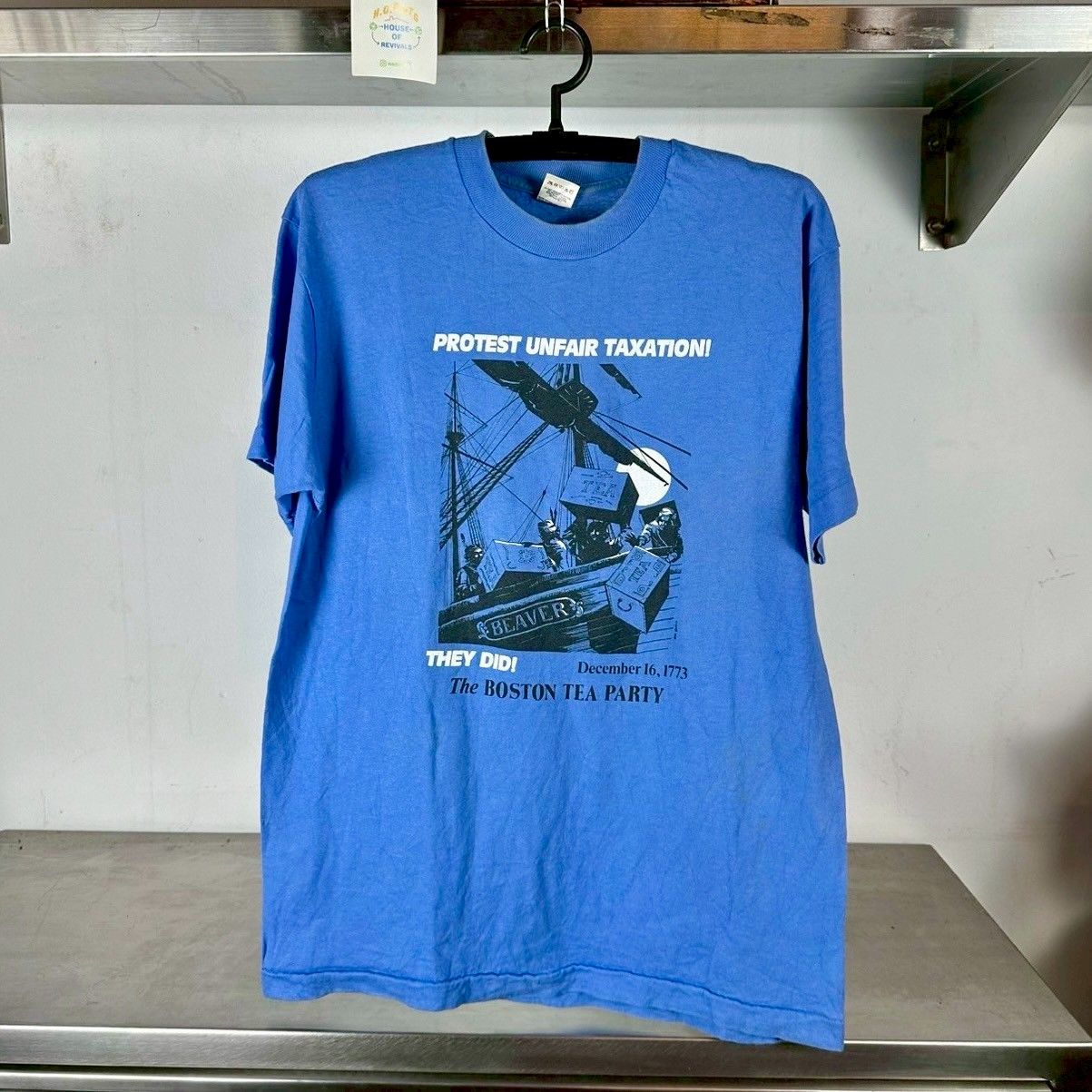 ​Vintage 90s The Boston Tea Party Protest Unfair Taxation Typography Single Stitch T-Shirt