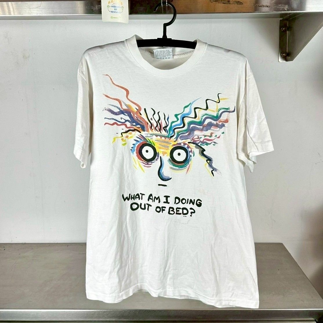 ​Vintage 90s What am I Doing Out of Bed? Artwork Large Single Stitch T-Shirt