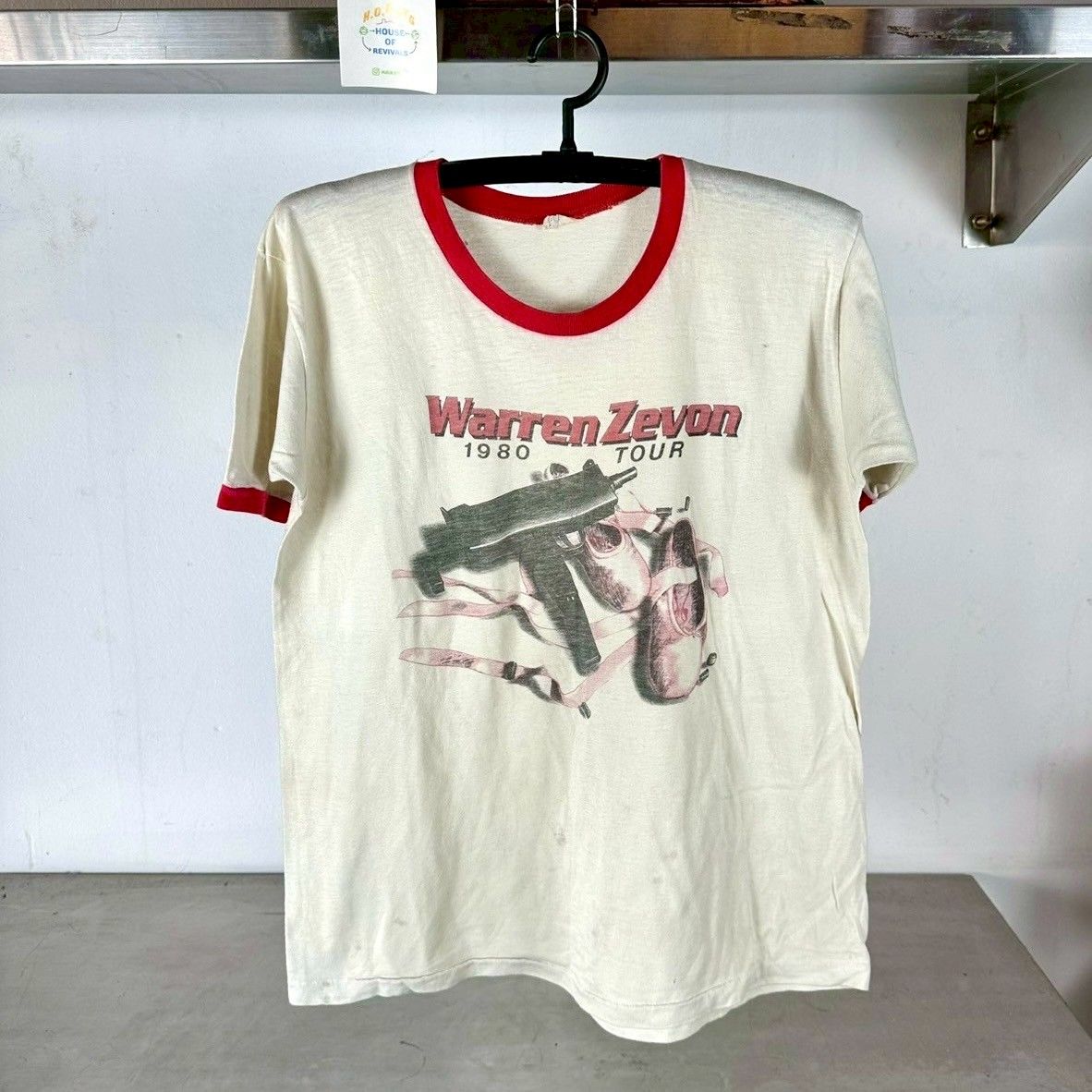 Vintage 1980 Warren Zevon Singer Tour Promo Large Ringer T-shirt