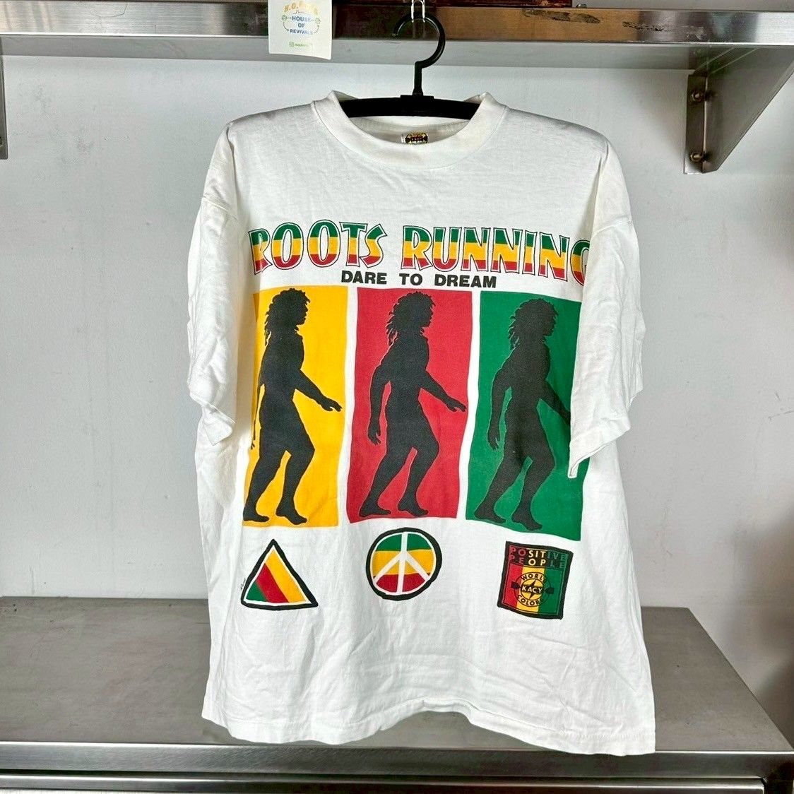 Vintage 90s Roots Running Dare To Dream African American Artwork XL Single Stitch T-Shirt