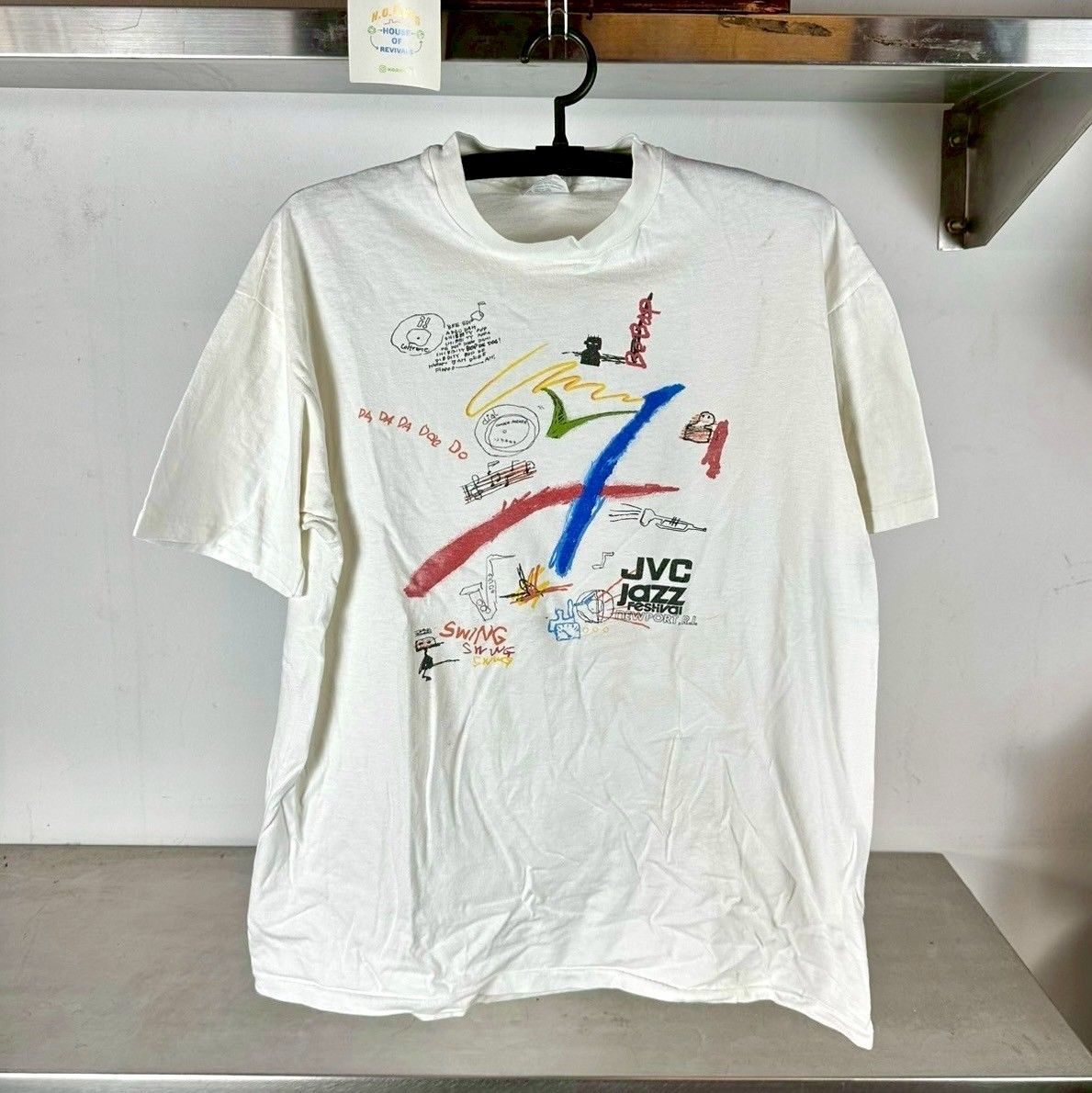 Vintage 1990 Jean Michel Basquait JVC Jazz Festival Promo XL Single Stitch T-Shirt