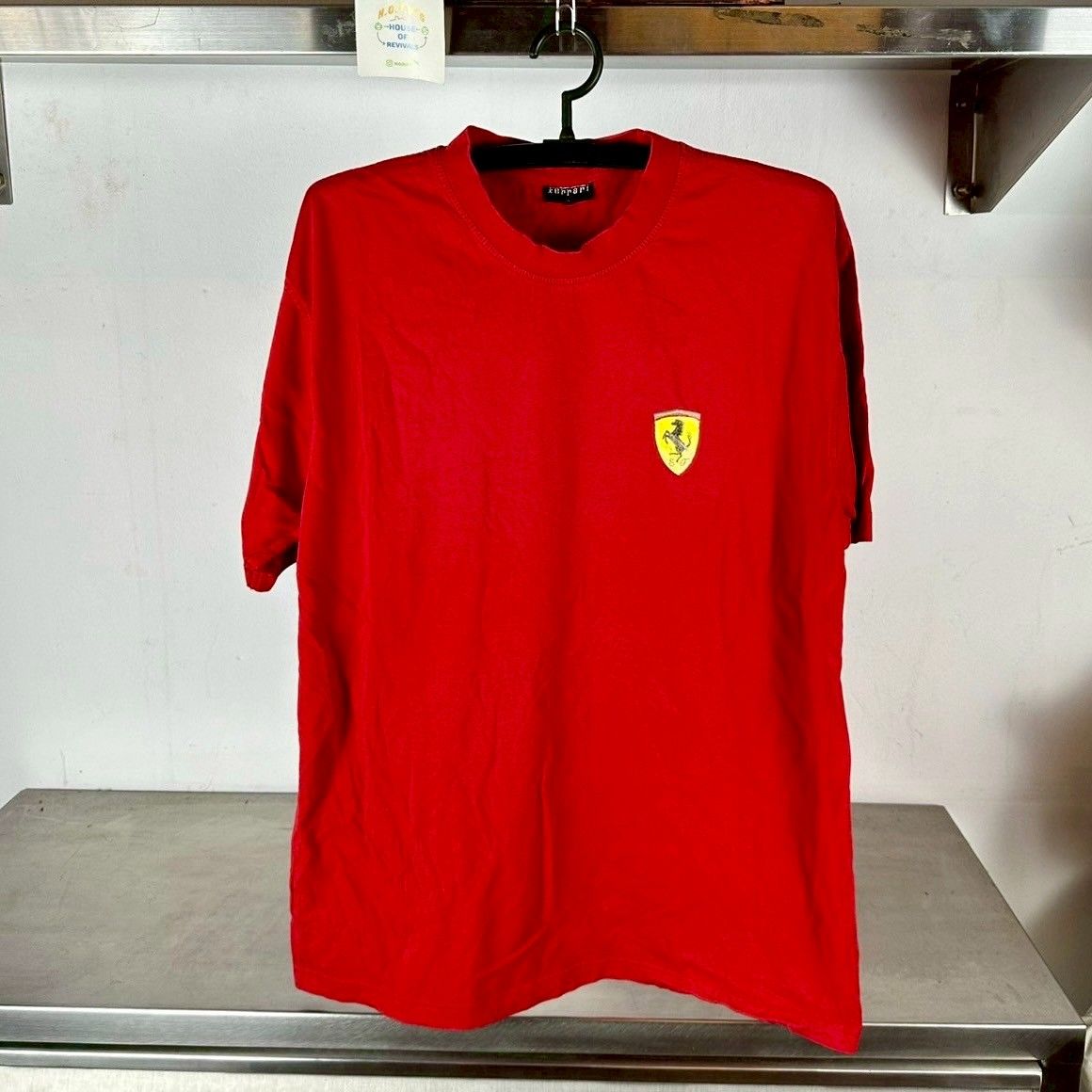 ​Vintage 90s Ferrari Logo Formula One F1 Car Promo Large T-Shirt