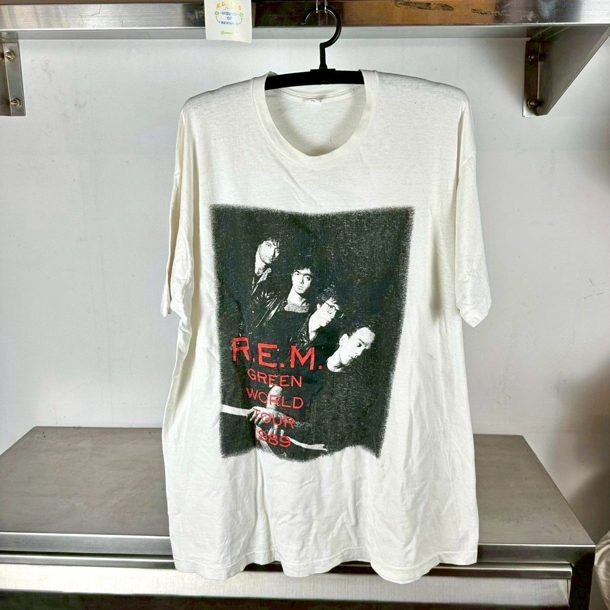 Vintage 1989 REM Green Rock Band Tour Double Sided T-Shirt