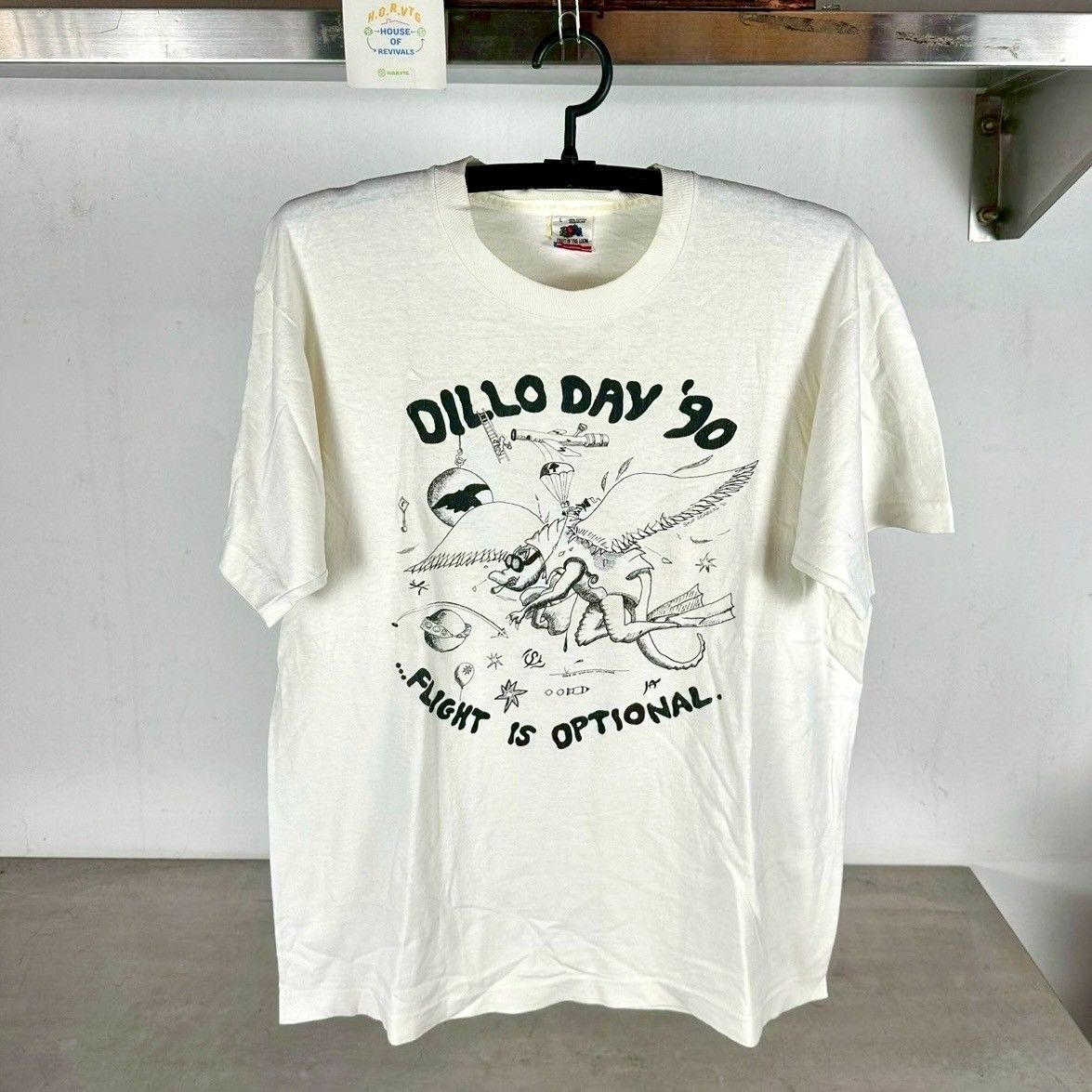 Vintage 1990 Edge of Known Universe Oillo Day Psychedelic Artwork Large Single Stitch T-Shirt