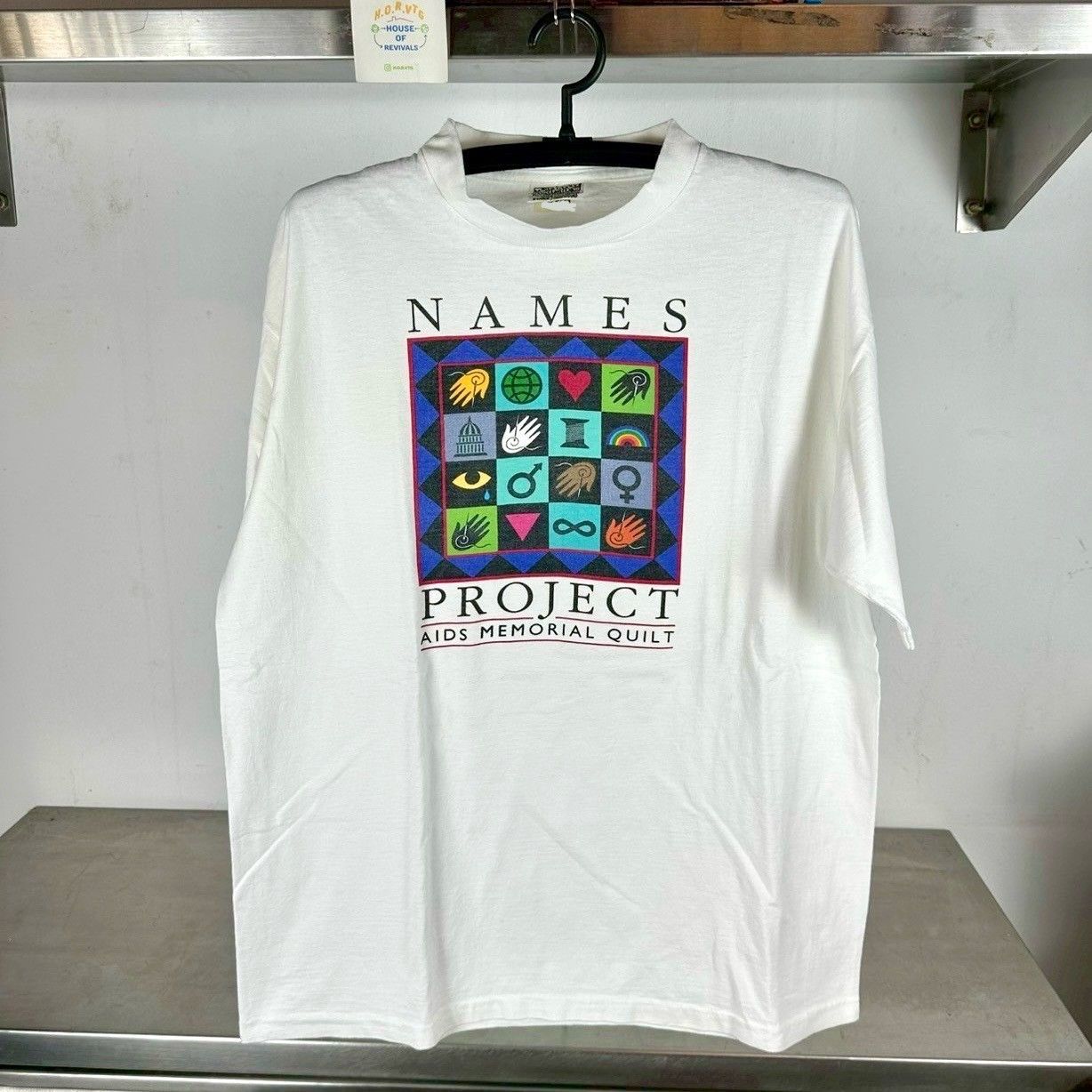 ​Vintage 90s Names Project Aids Memorial Quilt Artwork Promo XL Single Stitch T-Shirt