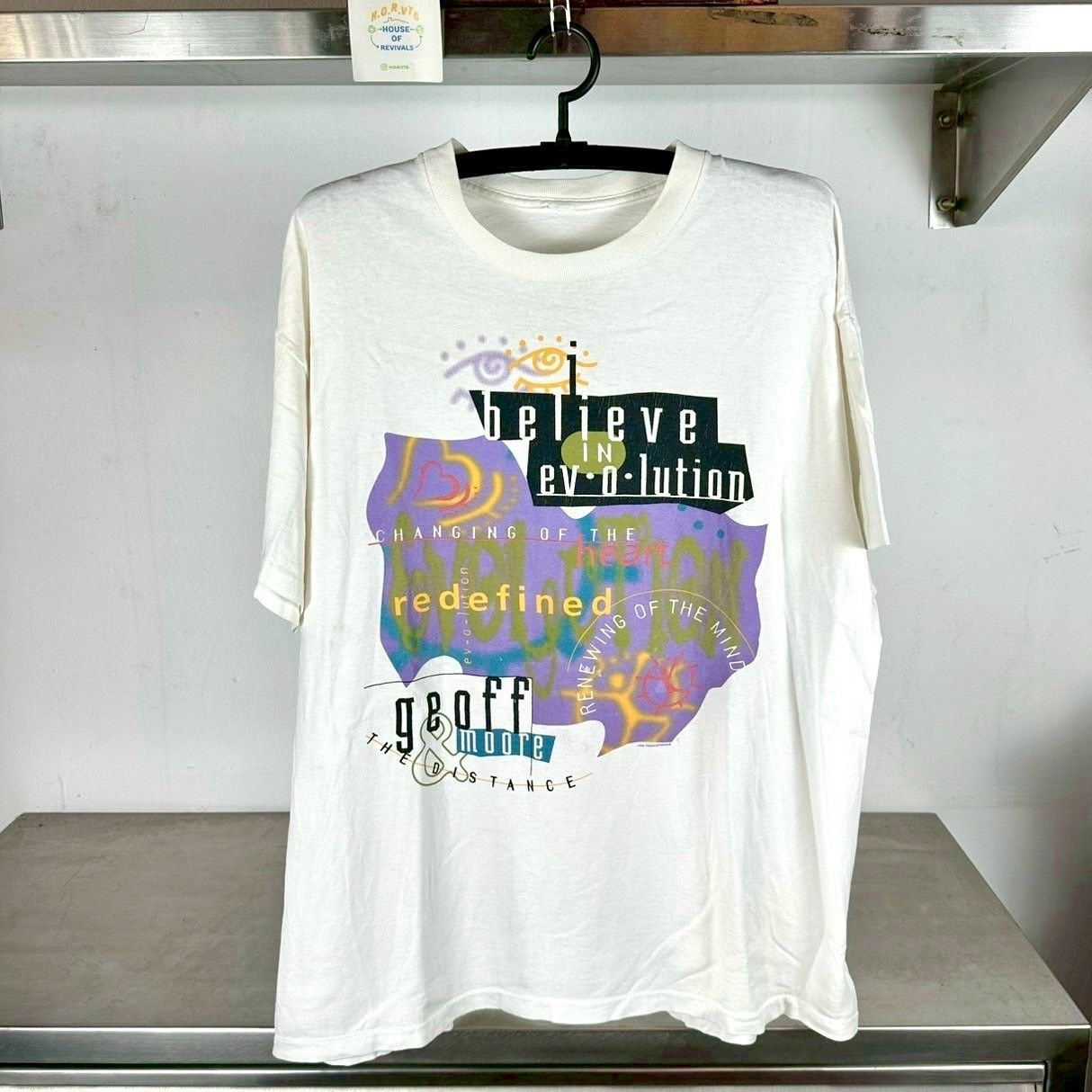 Vintage 90s Geoff Moore &amp; The Distance I Believe in Evolution XL Single Stitch T-shirt