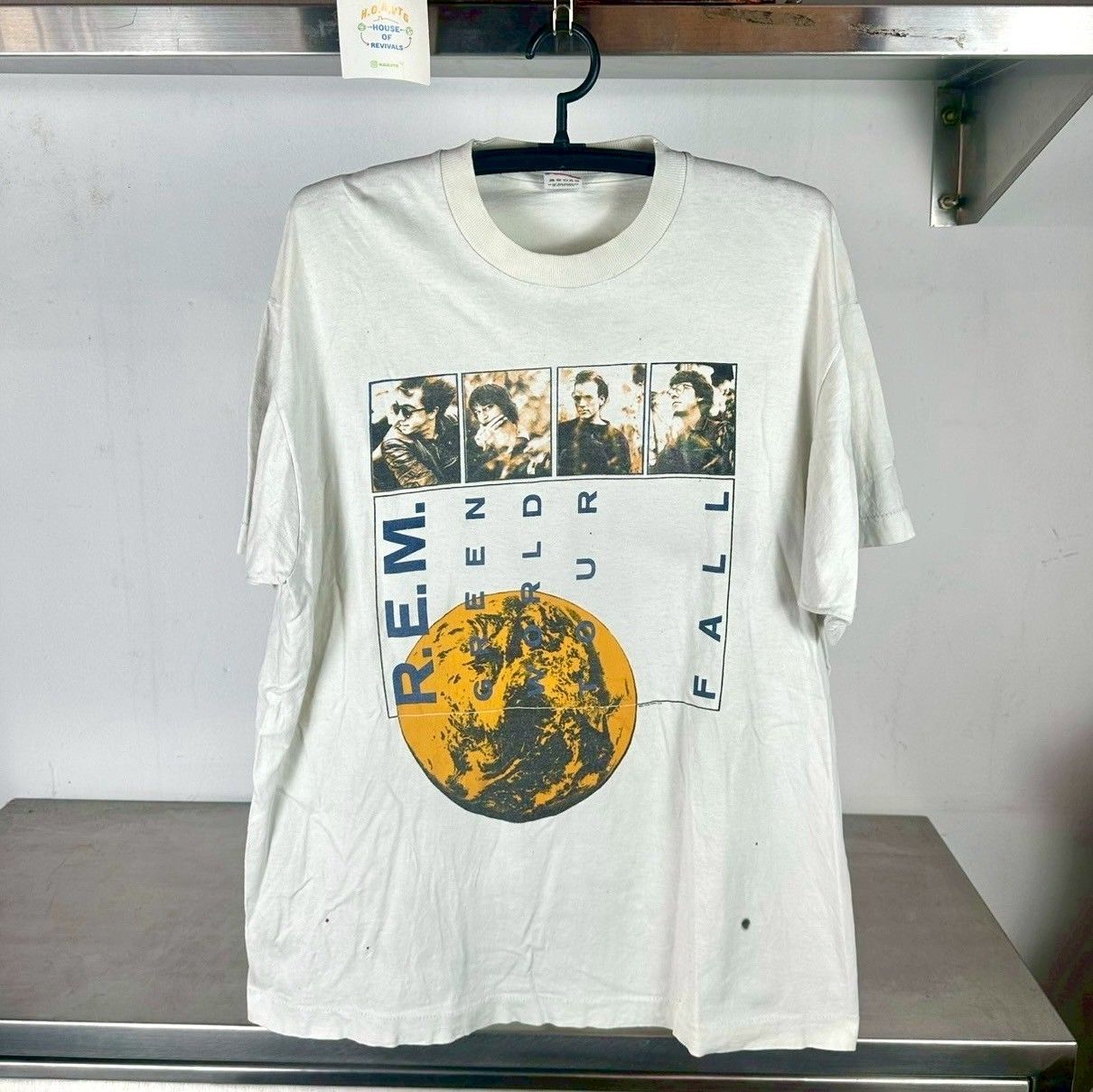 Vintage 1989 REM Green Rock Band Tour Double Sided XL Single Stitch T-Shirt