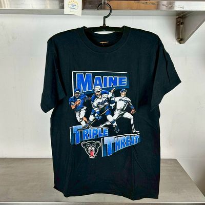 Vintage 90s Maine Blackbears Hockey Triple Threat NCAA Large single stitch T-shirt