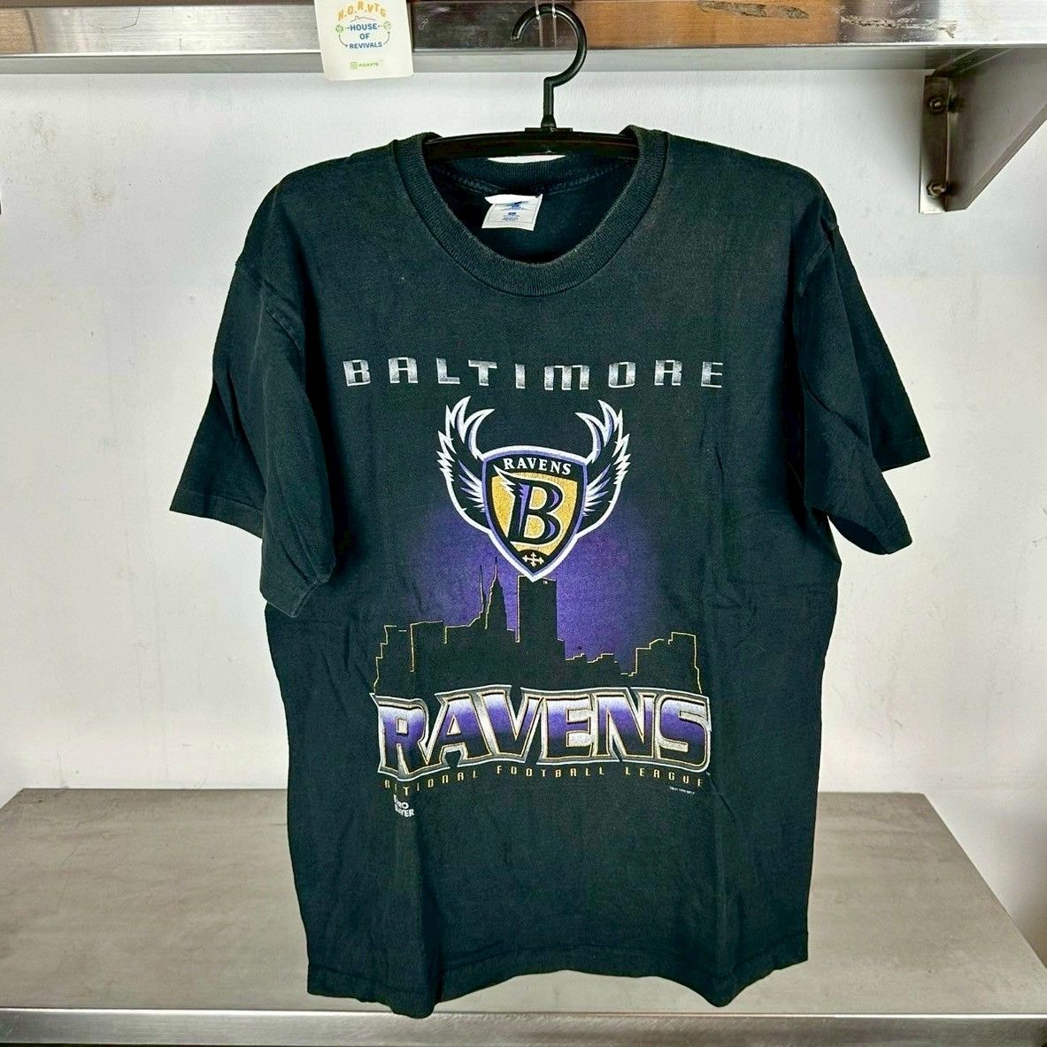 Vintage 90s Baltimore Ravens Football NFL Pro Player Large Single Stitch T-shirt