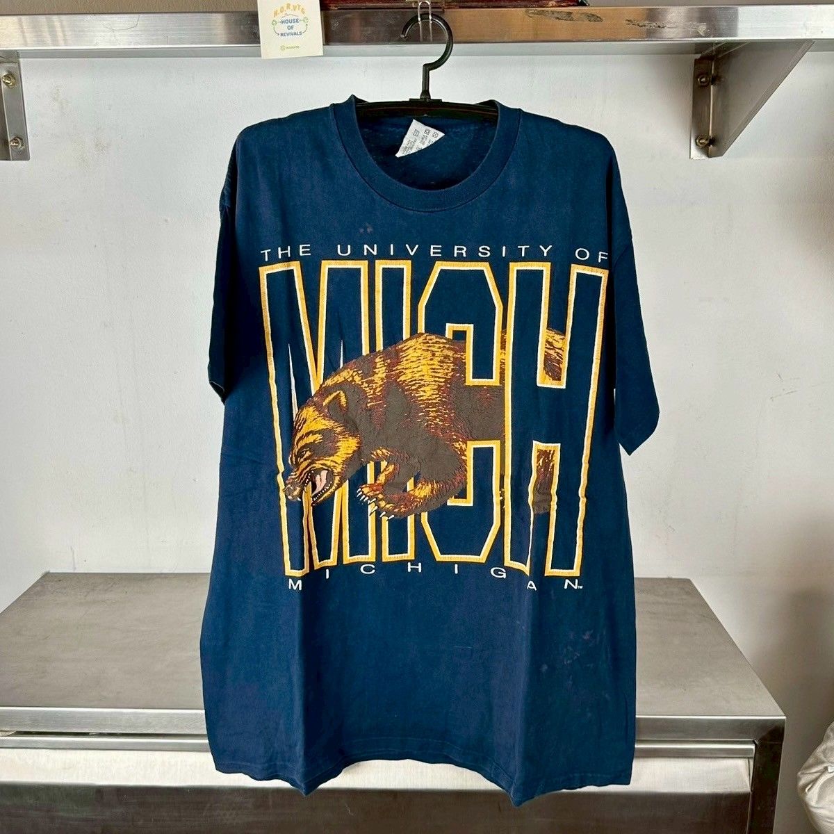 Vintage 90s Michigan Wolverines Mascot Double Sided NCAA T-shirt