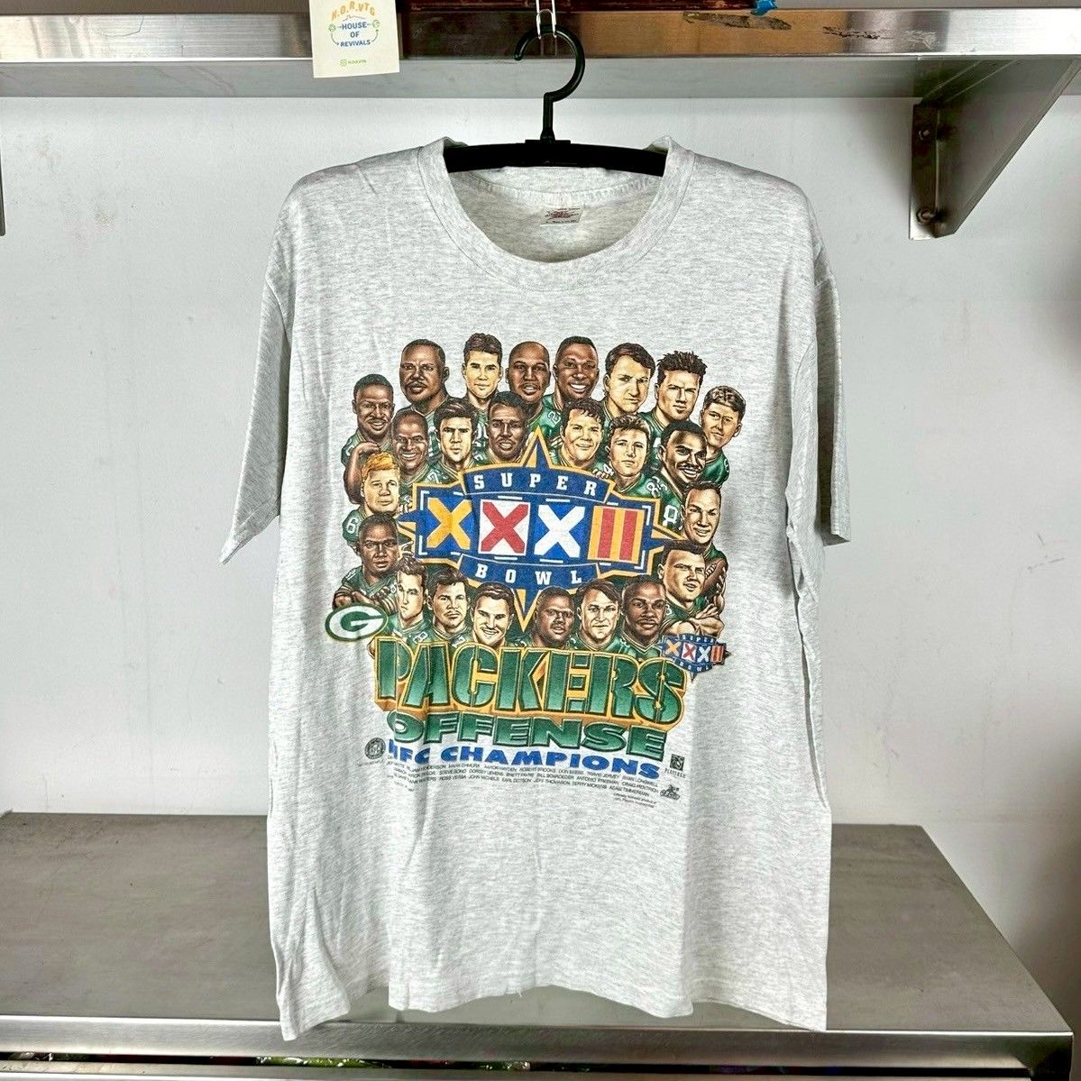 Vintage 1997 Green Bay Packers NFC Champions NFL Caricature Large single stitch T-shirt