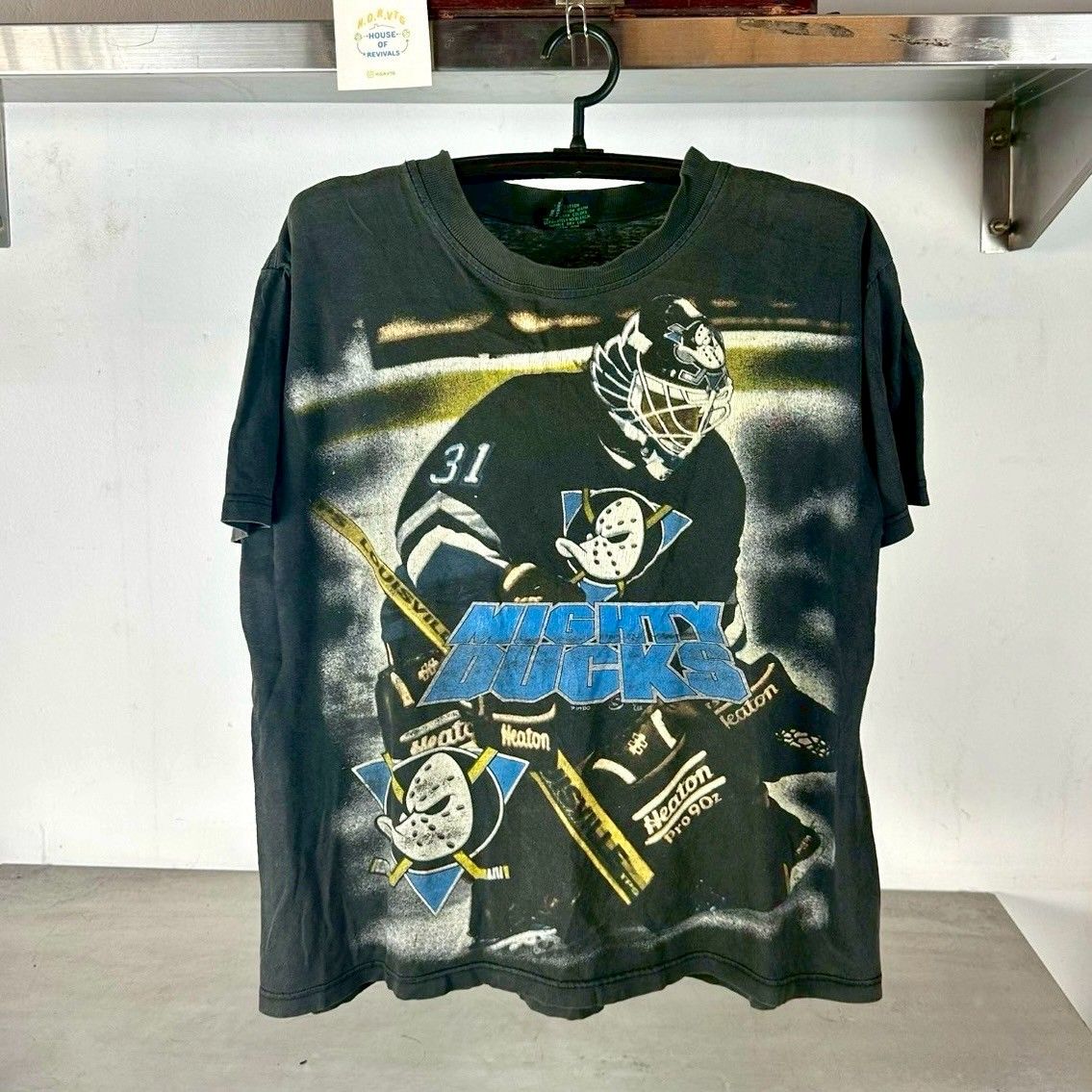 Vintage 90s Mighty Ducks Hockey AOP NHL Double Sided XL T-shirt
