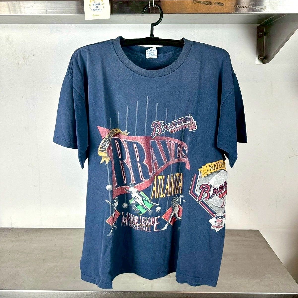 Vintage 90s Atlanta Braves Around the Horn AOP MLB XL Single Stitch Shirt