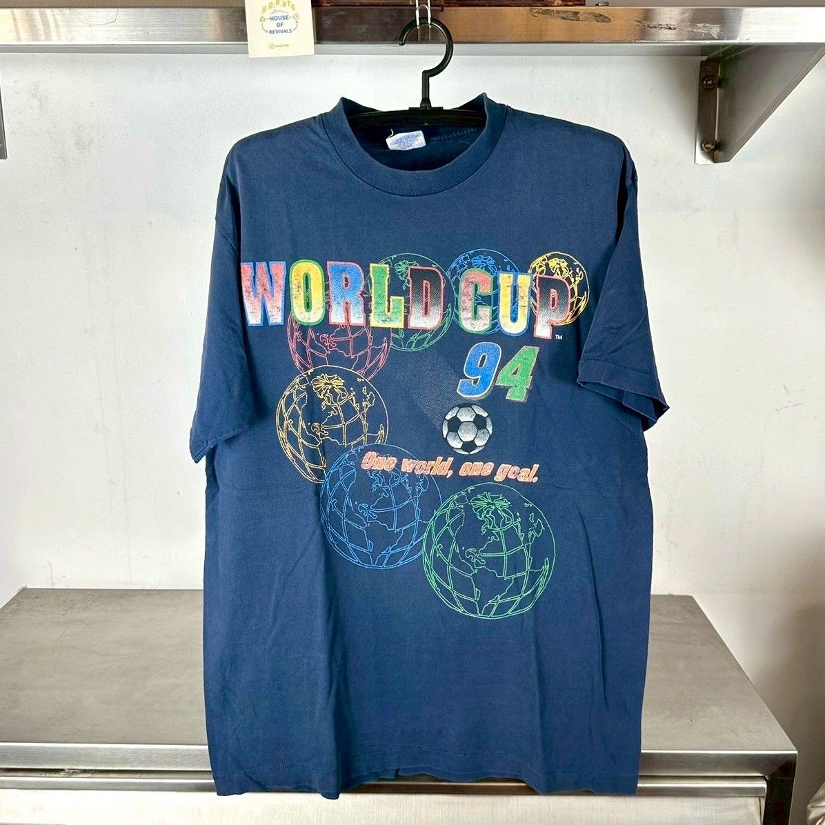 Vintage 1994 USA Soccer World Cup One World One Goal XL Single Stitch T-shirt