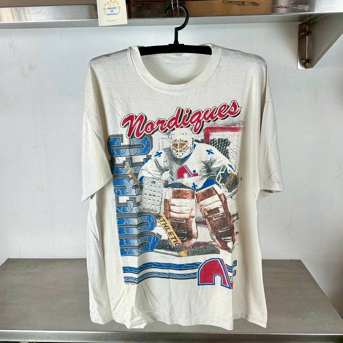 Vintage 1993 Quebec Nordiques Hockey NHL XL single stitch T-shirt