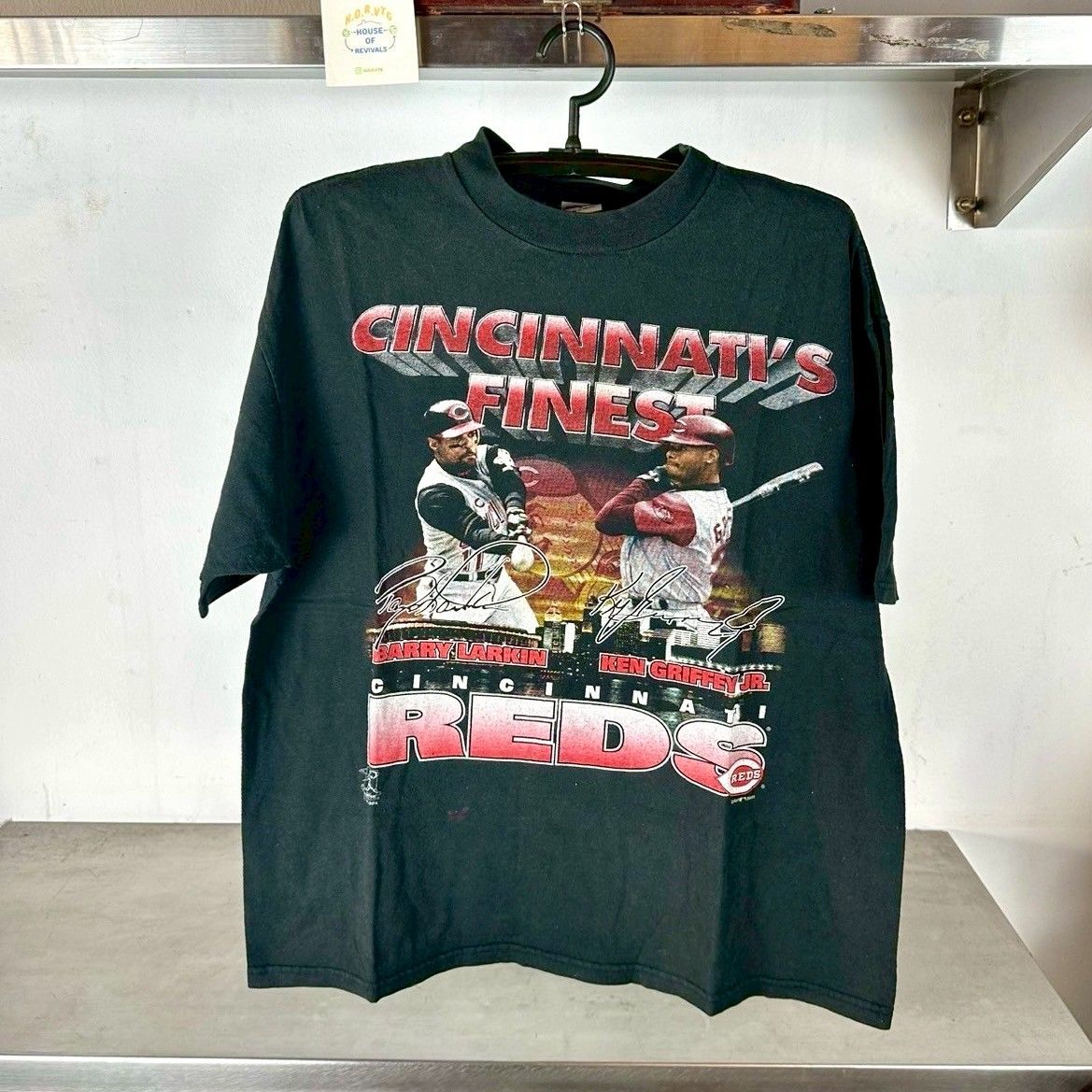 Vintage 2000 Cincinnati Reds Finest Ken Griffey Barry Larkin MLB Large T-shirt