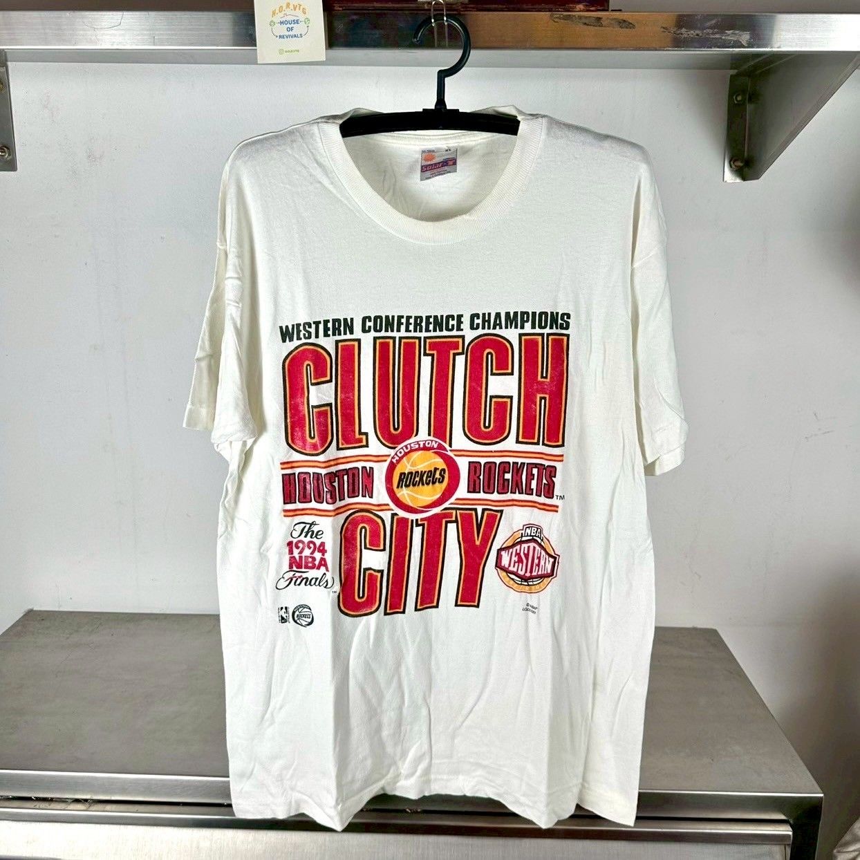 Vintage 1994 Houston Rockets Clutch City NBA Finals XL single stitch T-shirt
