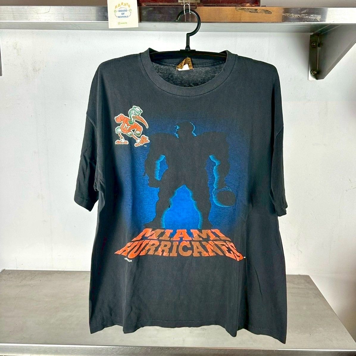Vintage 90s Miami Hurricanes Football NCAA Nutmeg single stitch T-shirt