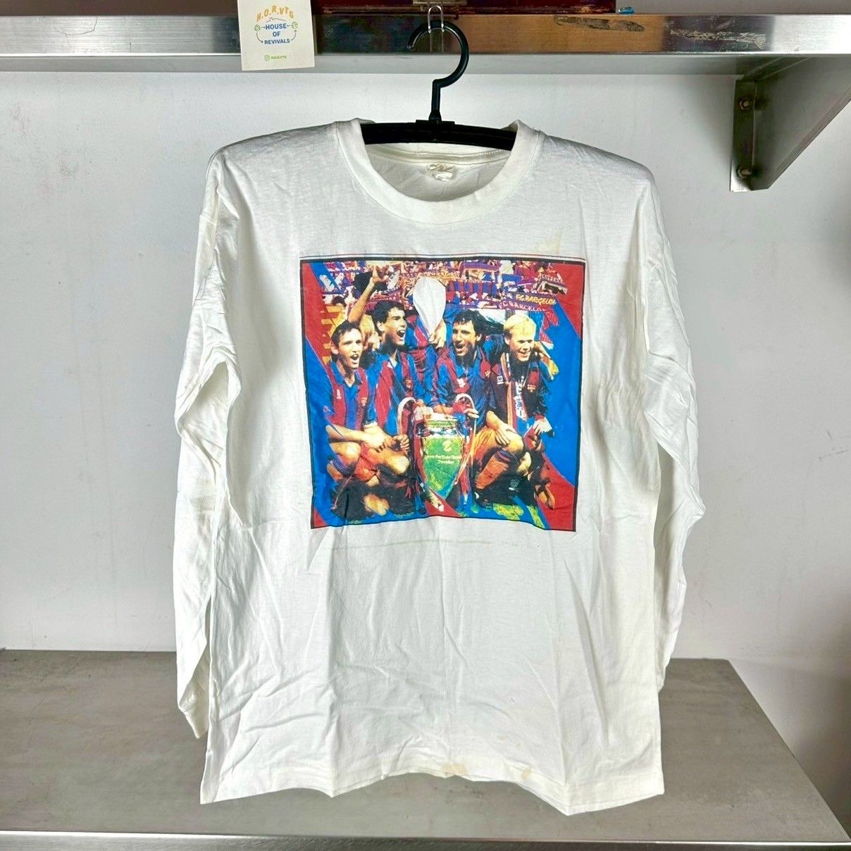 Vintage 1991/92 FC Barcelona Champions League Soccer Longsleeves Medium T-shirt