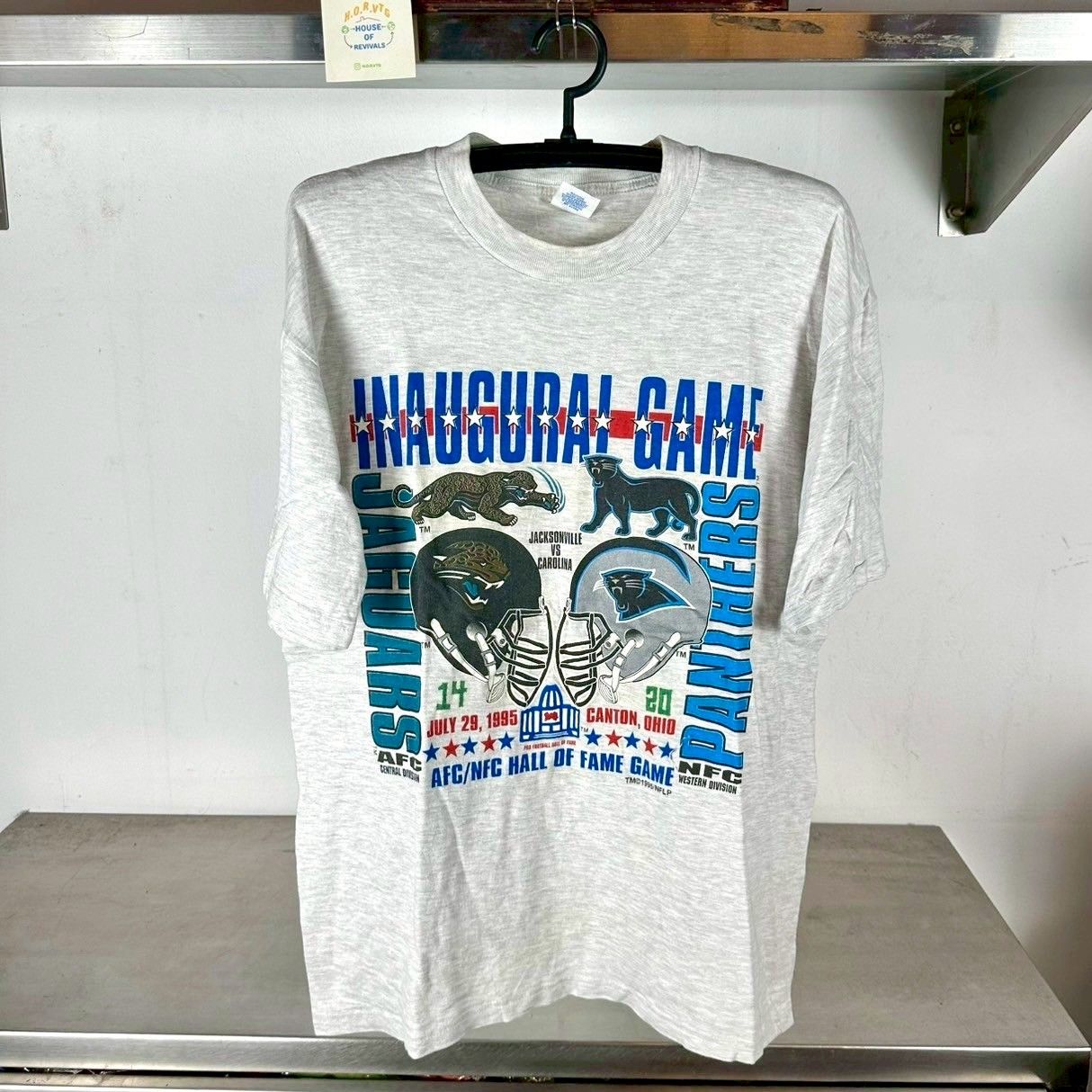 Vintage 1995 Jacksonville Jaguars VS Carolina Panthers Inaugural Game NFL Large T-shirt