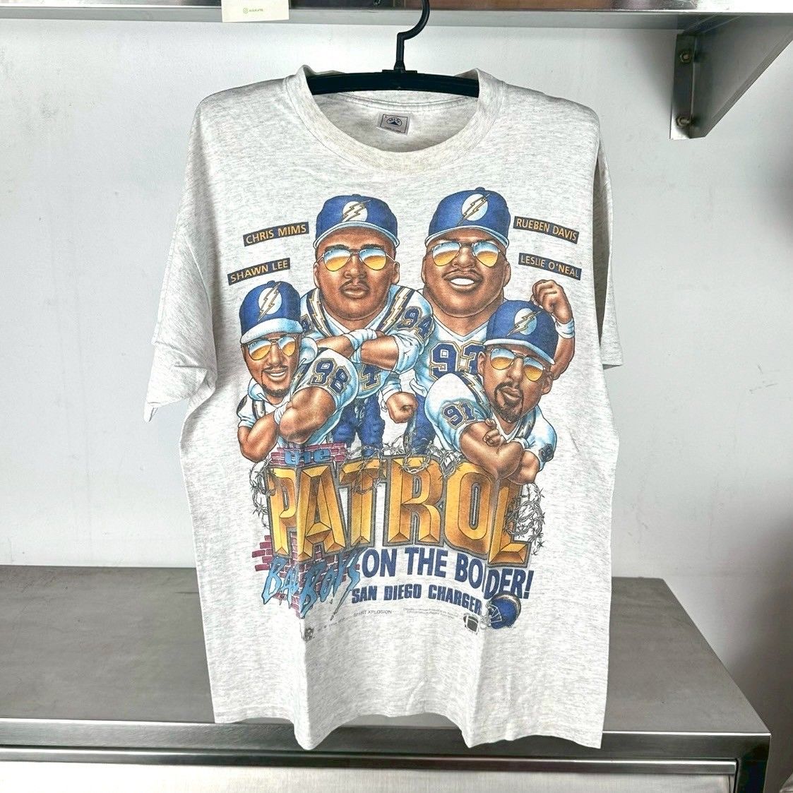 Vintage 1994 San Diego Chargers Patrol on the Border NFL Caricature Large T-shirt
