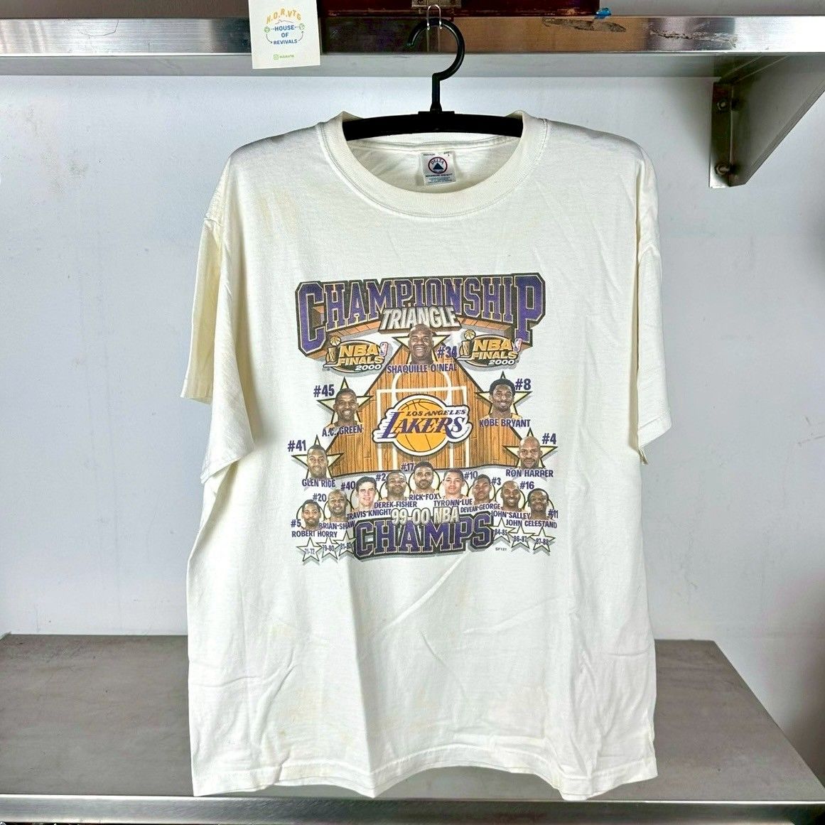 Vintage 2000 LA Lakers Championship Triangle Shaq Kobe Bryant NBA Large T-shirt