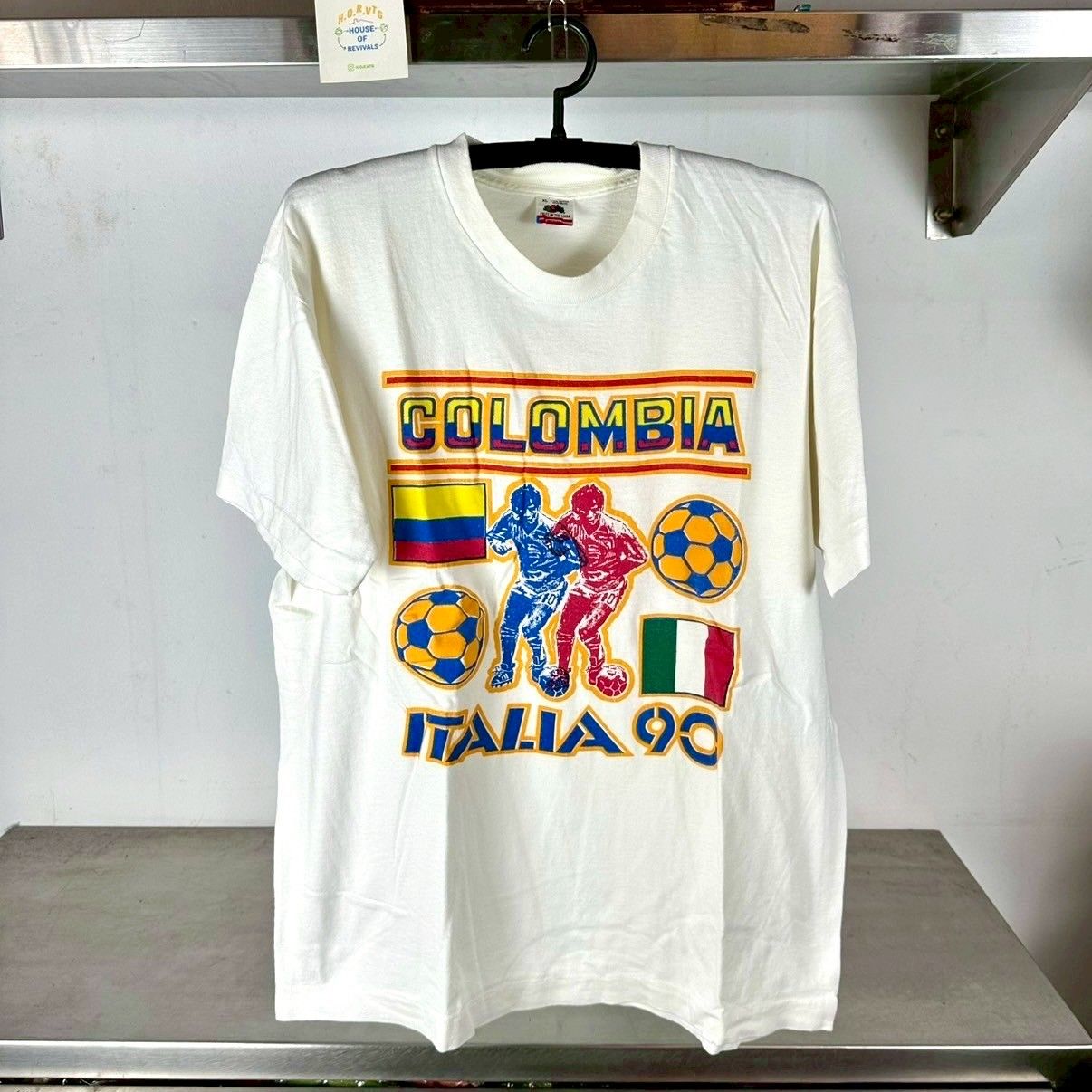 Vintage 1990 Colombia Soccer Italia Italy World Cup XL Single stitch T-shirt