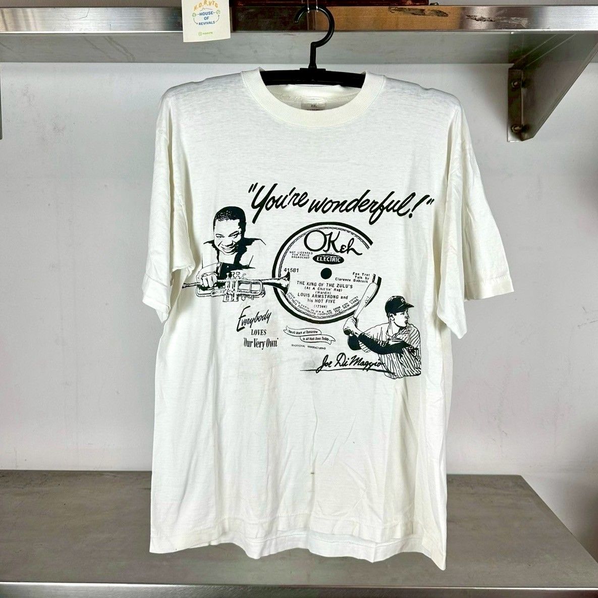 Vintage 80s Louis Armstrong &amp; Joe DiMaggio You&#39;re Wonderful! T-shirt