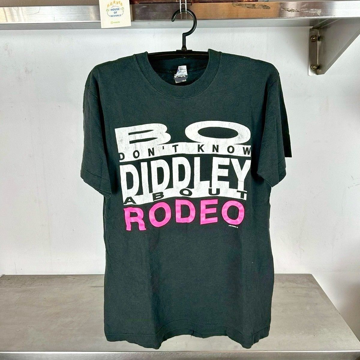 ​Vintage 1991 Bo Jackson Don&#39;t Know Diddley About Rodeo Typography Large single stitch T-shirt