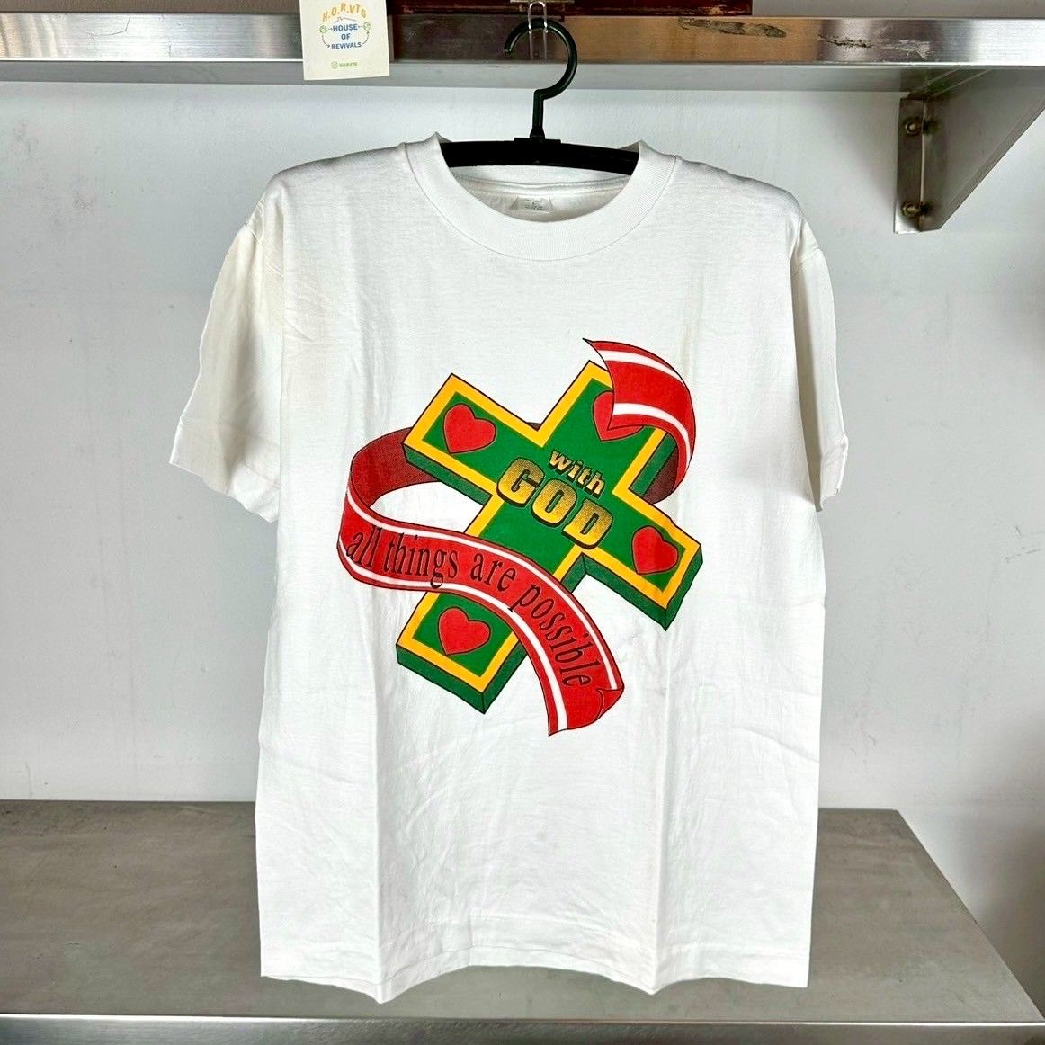 Vintage 90s With God All Things are Possible Cross Religion T-shirt