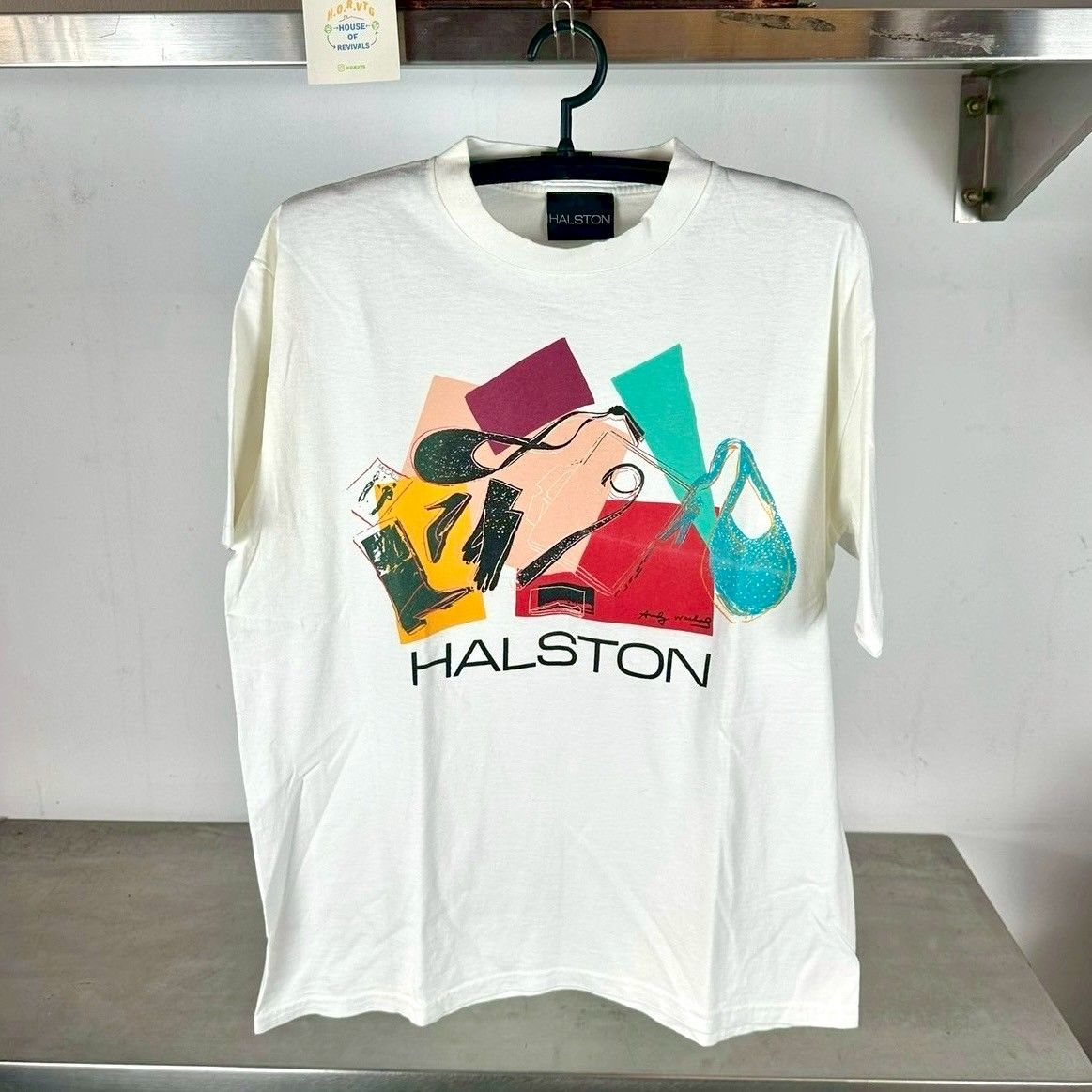 Vintage 80s Halston Andy Warhol Artwork L T-shirt