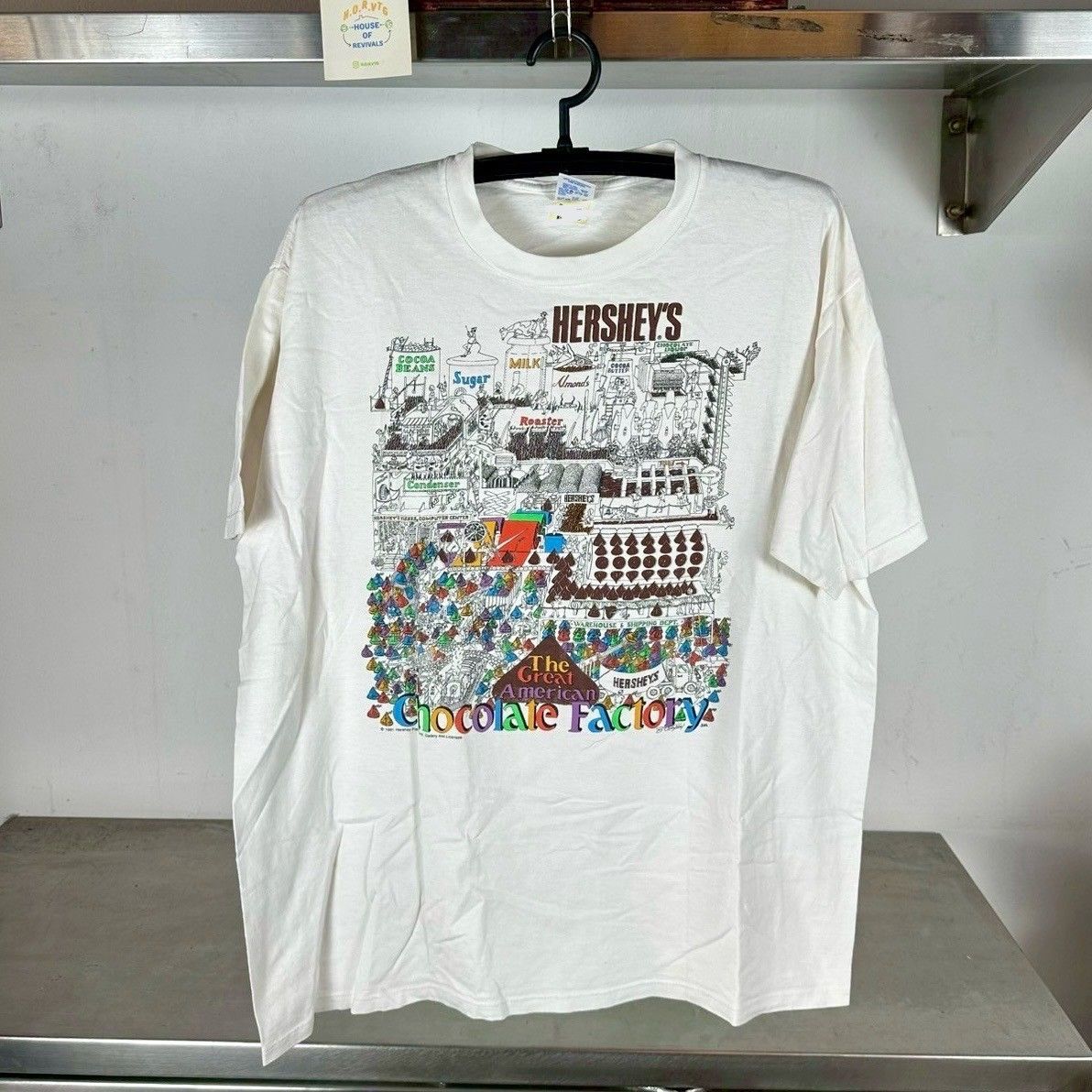 Vintage 1992 Hershey&#39;s Chocolate Factory Artwork Promo XL T-Shirt