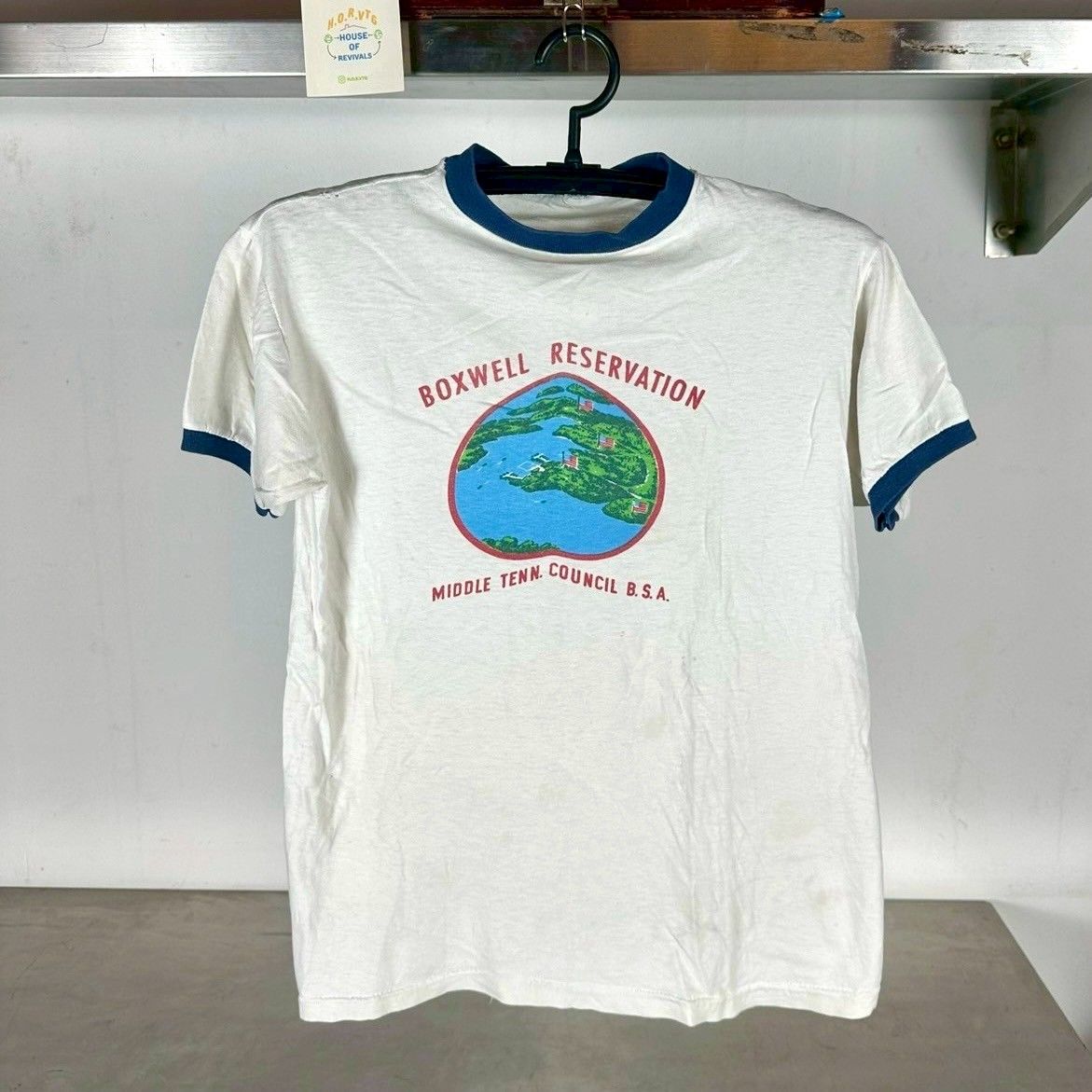 ​Vintage 80s Boxwell Reservation Graphic Ringer M single stitch T-shirt
